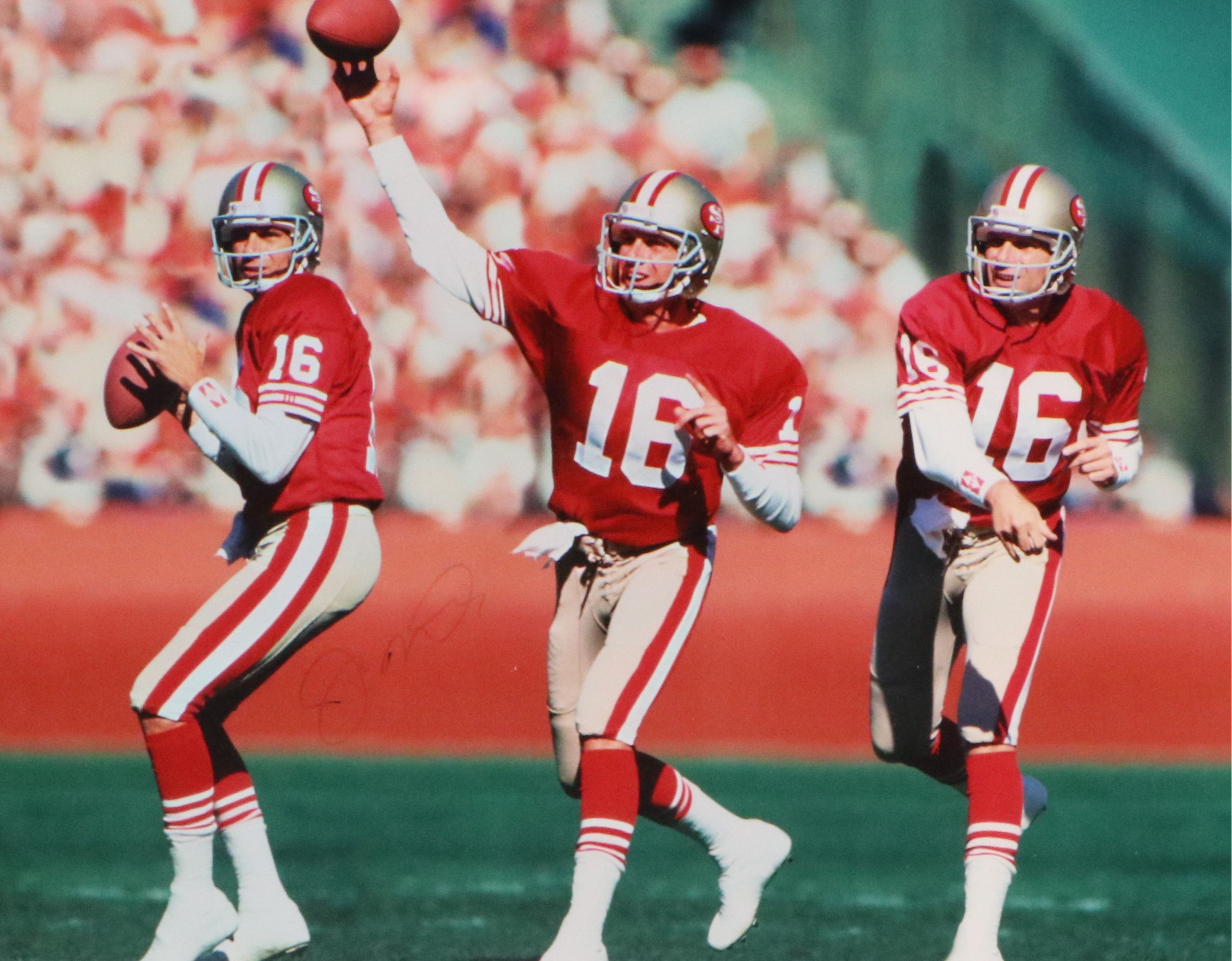 Signed Joe Montana 49ers Triple Exposure Digital Print, Late 20th Century
