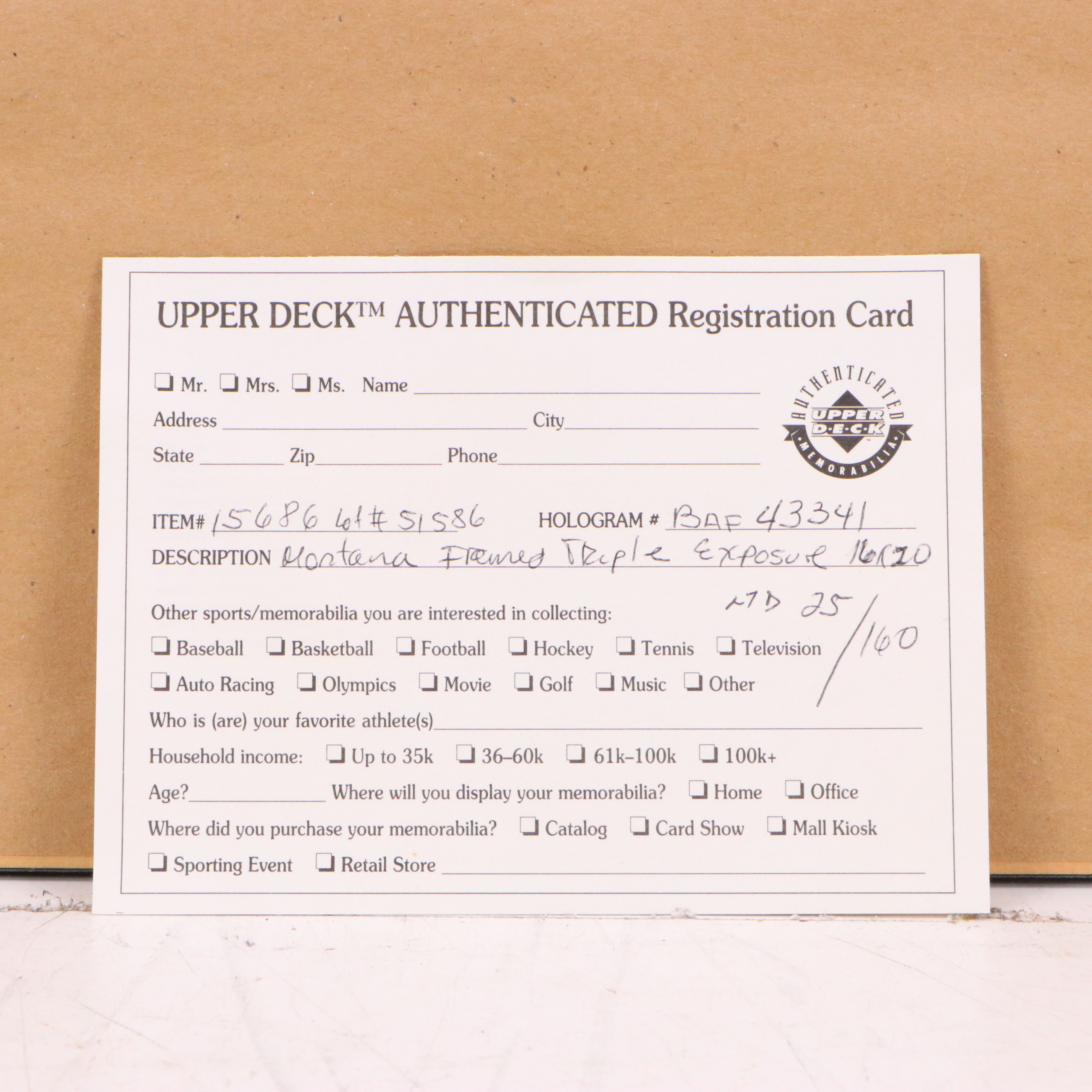 Signed Joe Montana 49ers Triple Exposure Digital Print, Late 20th Century