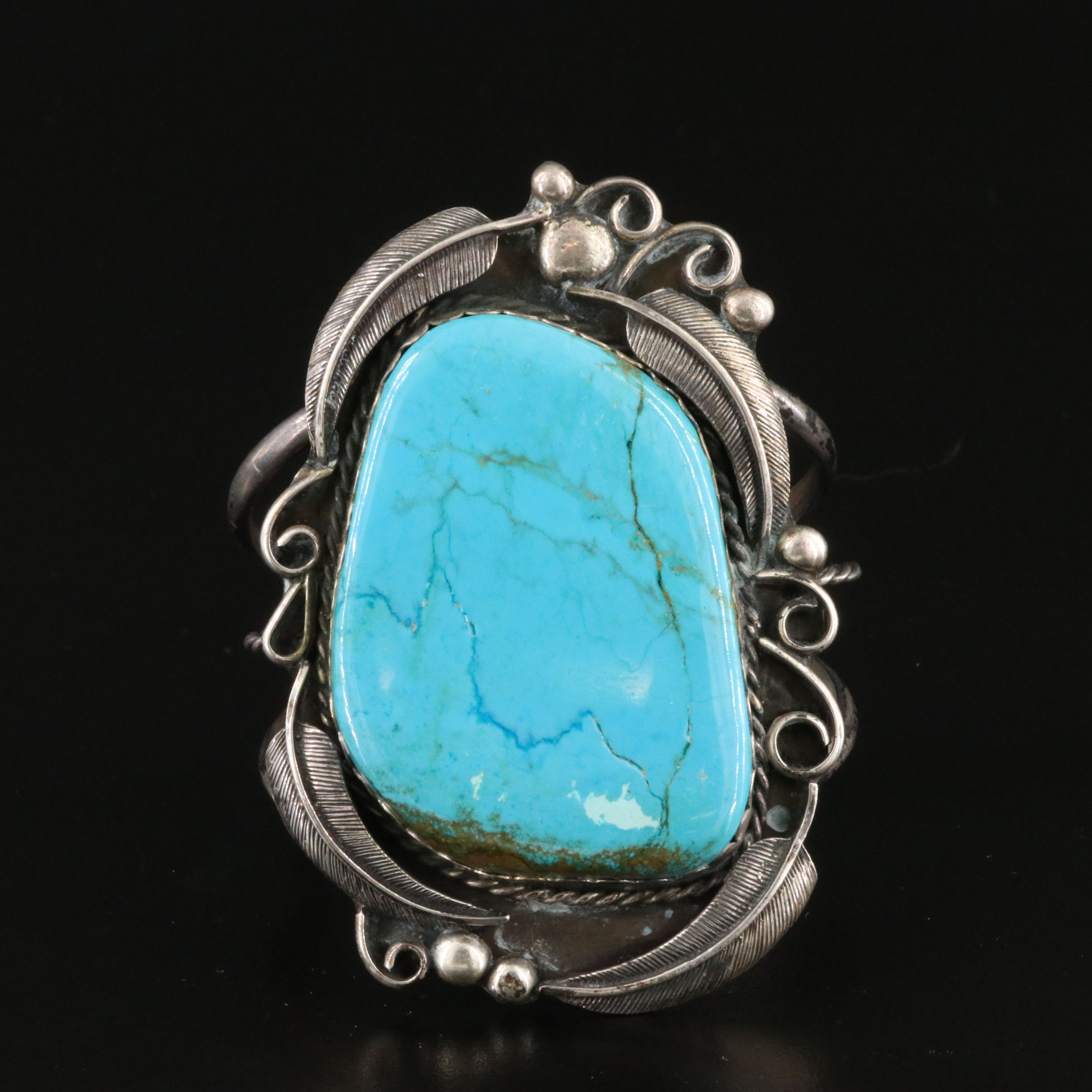 Western Sterling Turquoise Cuff Bracelet