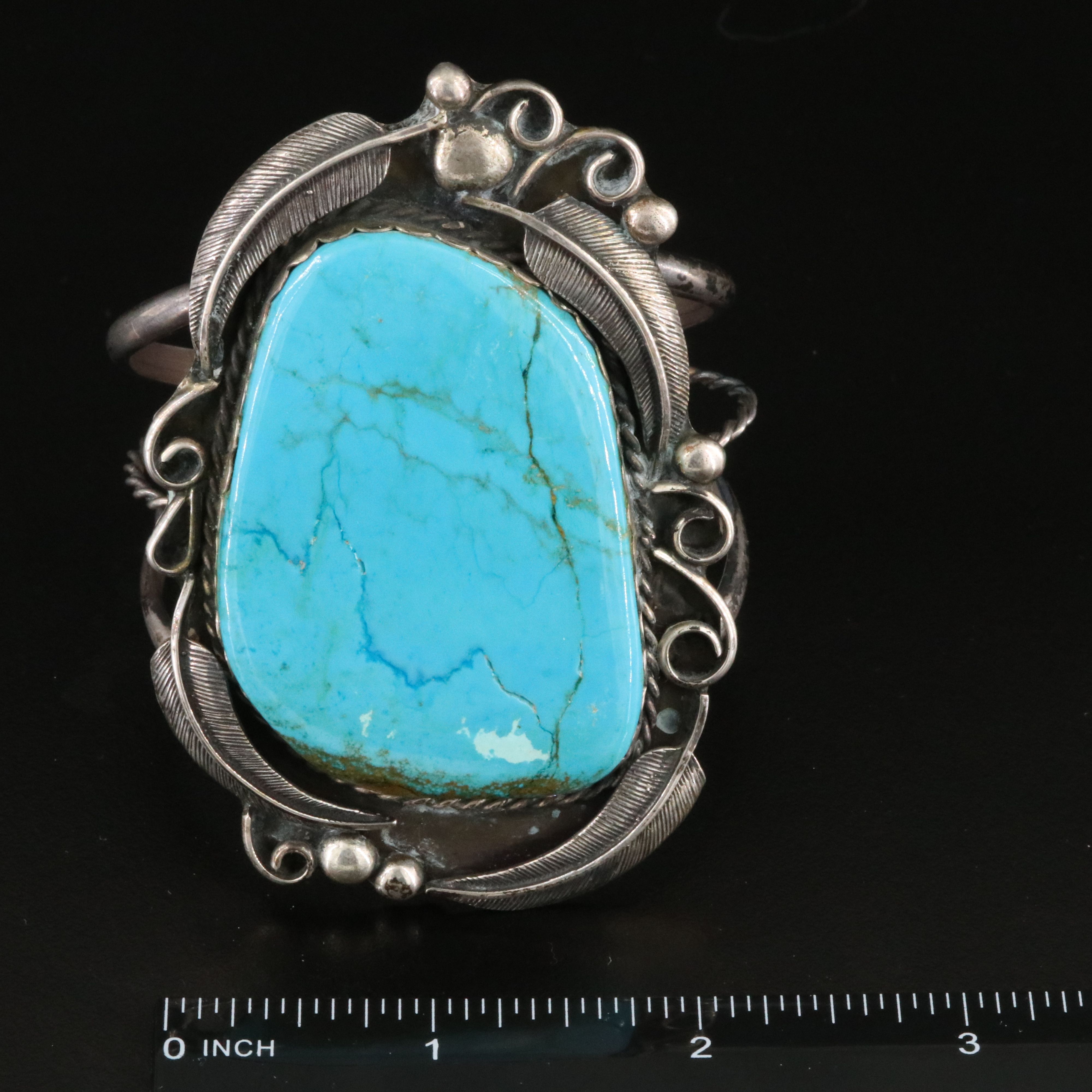 Western Sterling Turquoise Cuff Bracelet