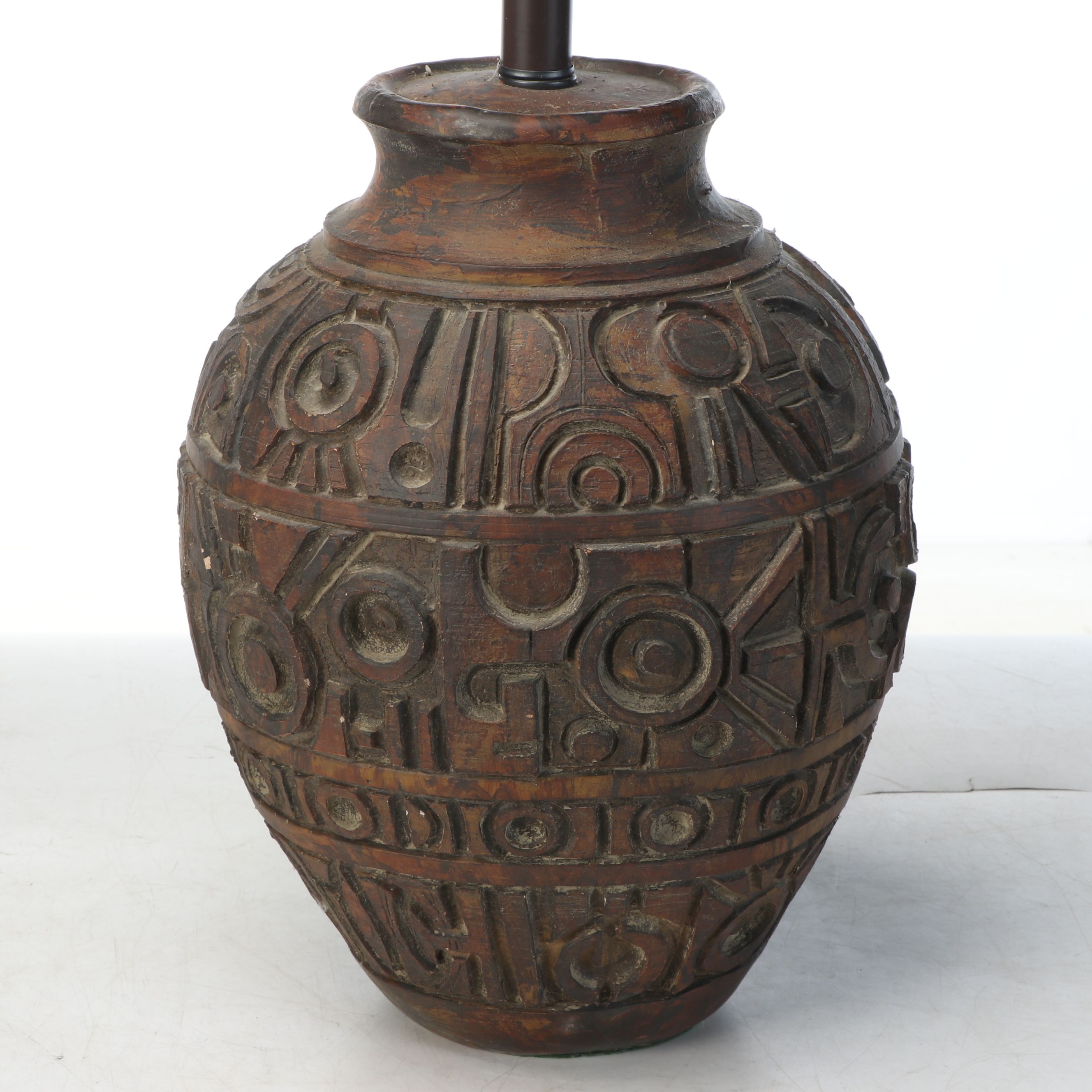 Mesoamerican Inspired Jar-Shaped Table Lamp, Mid to Late 20th C.