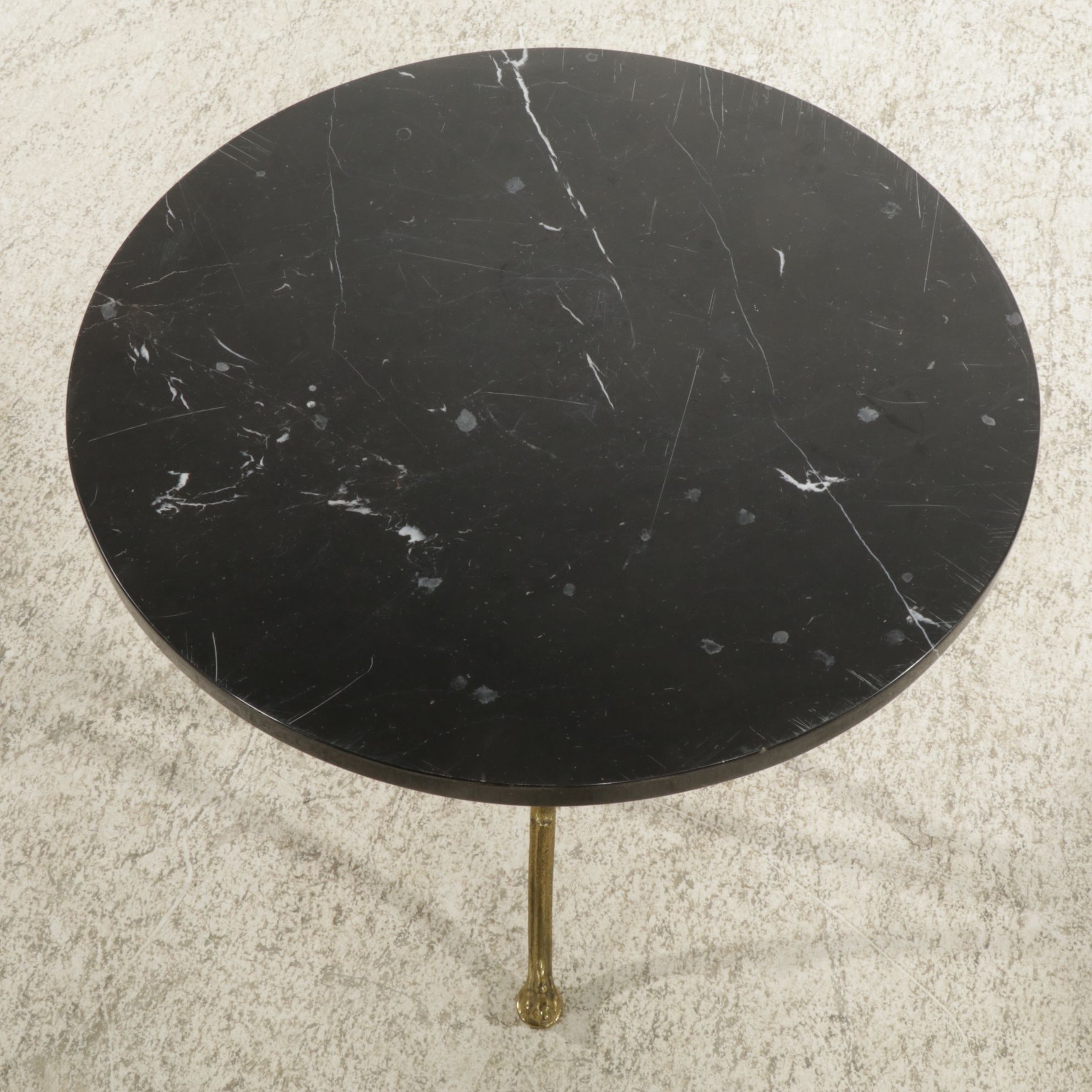 Neoclassical Style Marble Top Metal Accent Table
