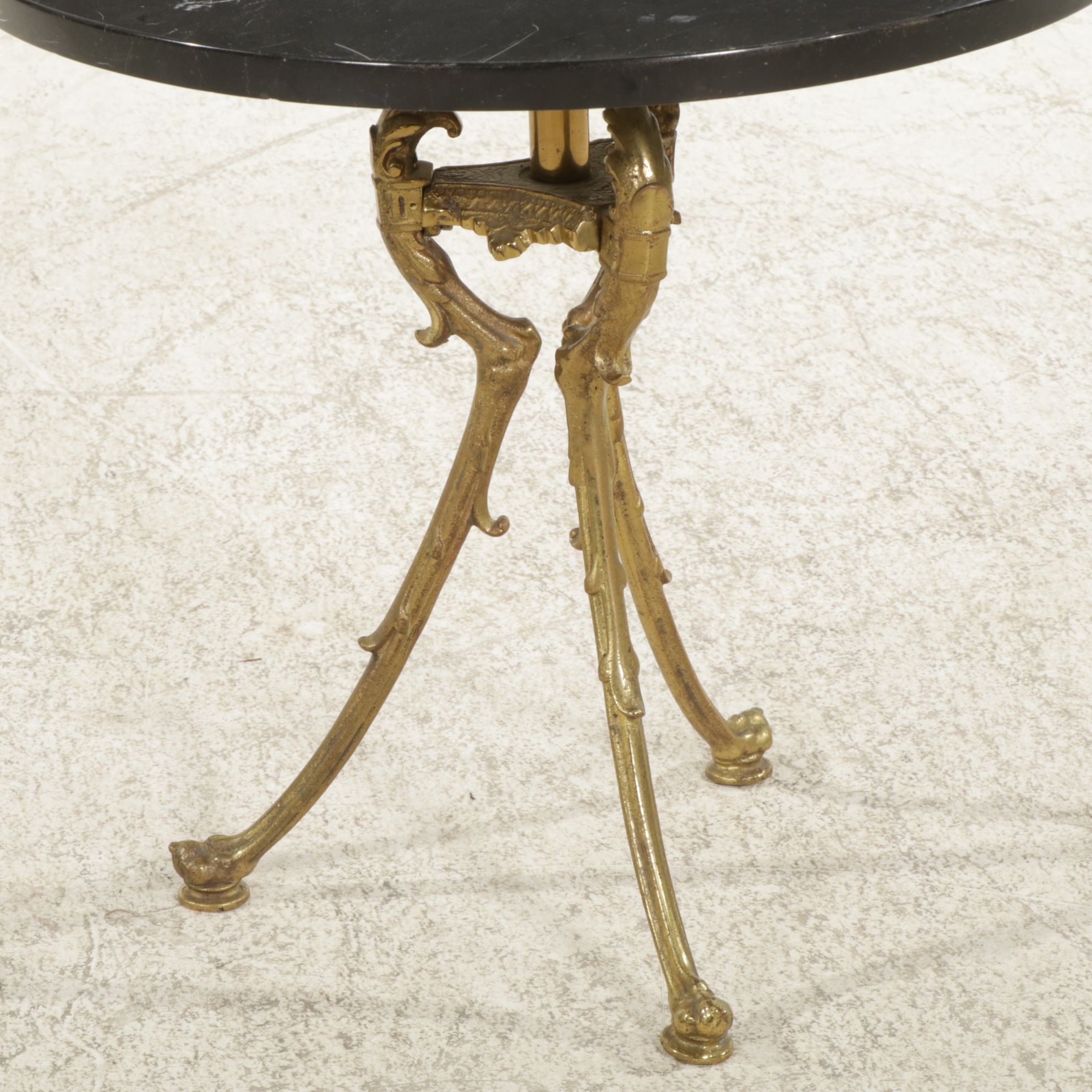 Neoclassical Style Marble Top Metal Accent Table