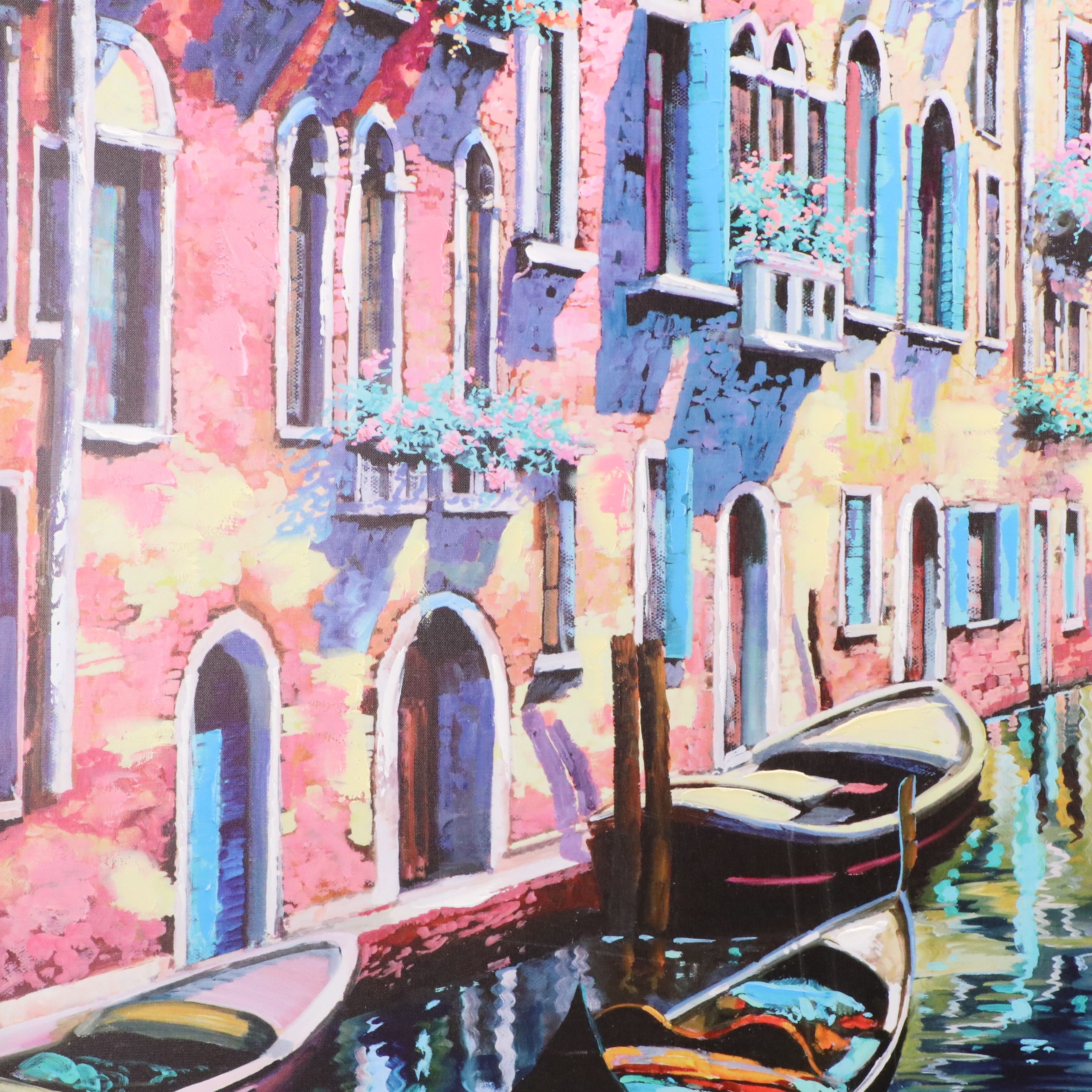 Embellished Gicleé of Venice Canal, 21st Century