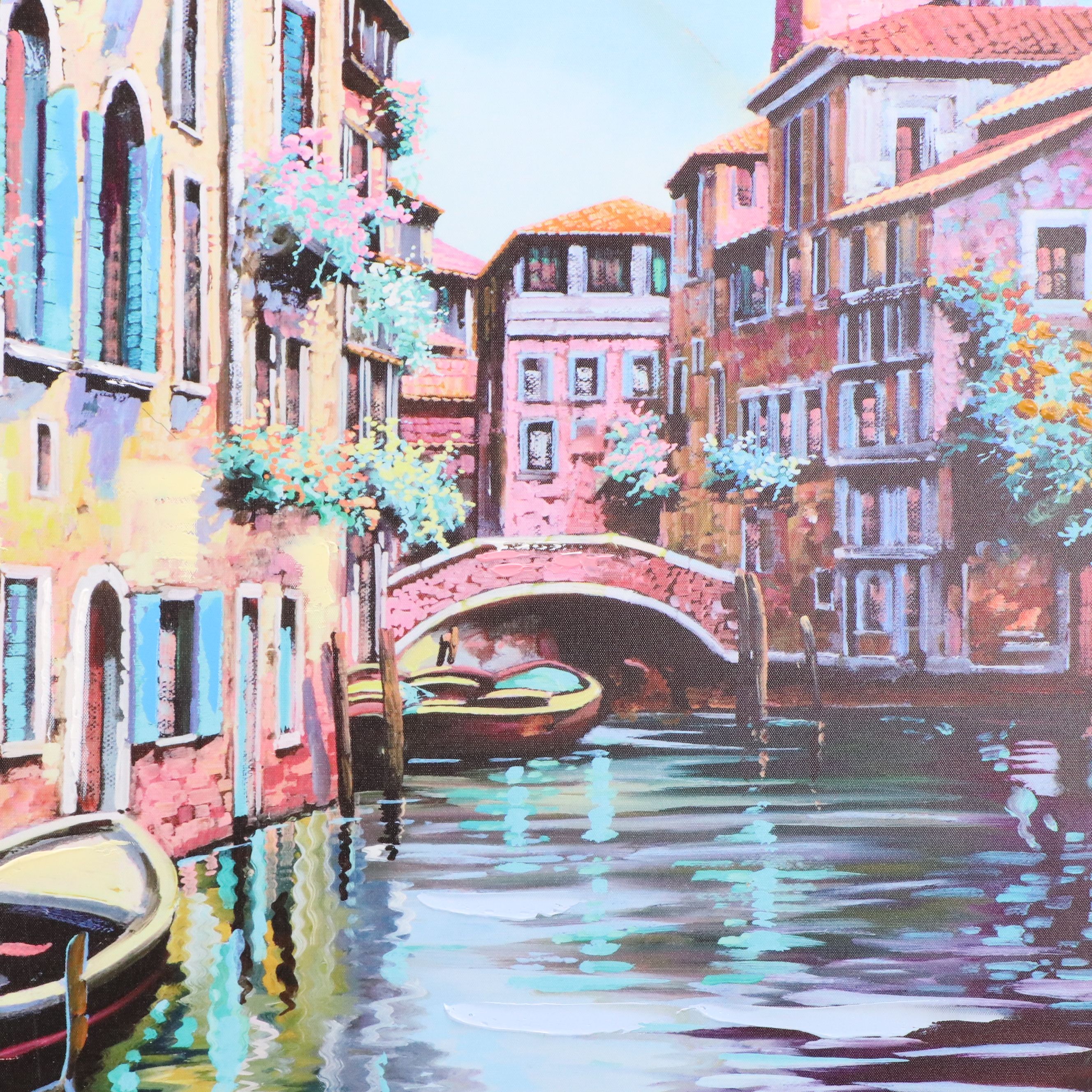Embellished Gicleé of Venice Canal, 21st Century