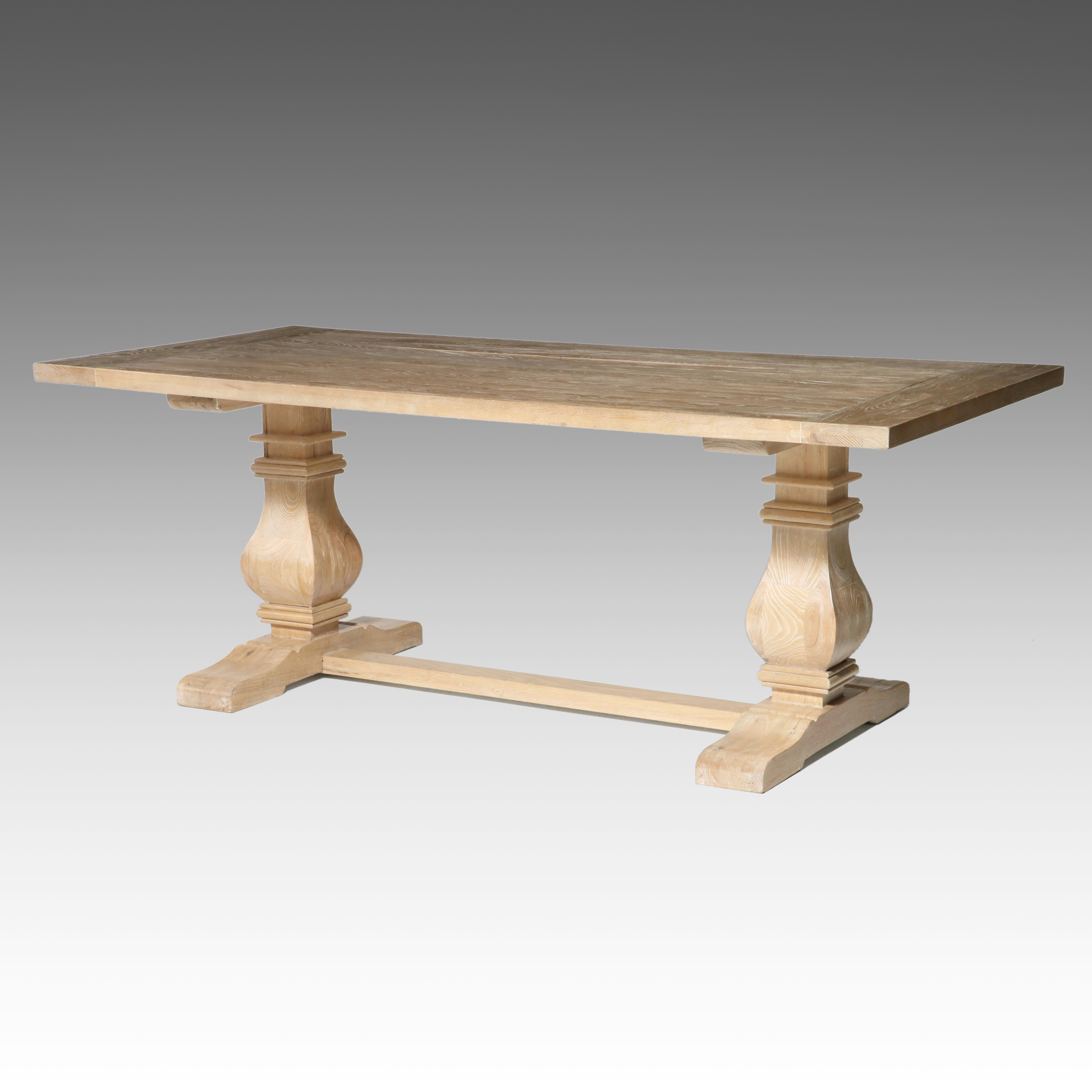 Contemporary Reclaimed Pine Trestle Dining Table