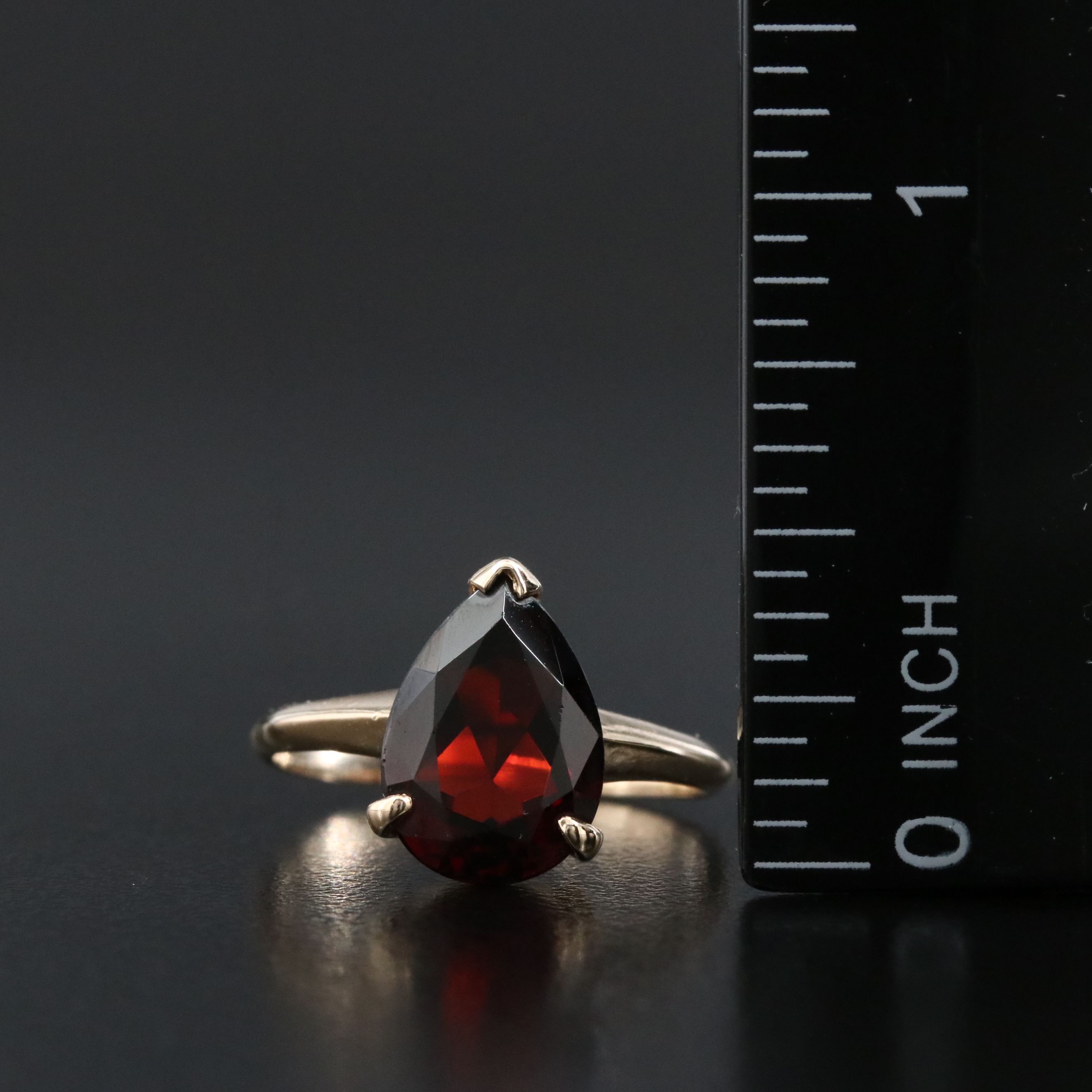 14K Garnet Teardrop Ring
