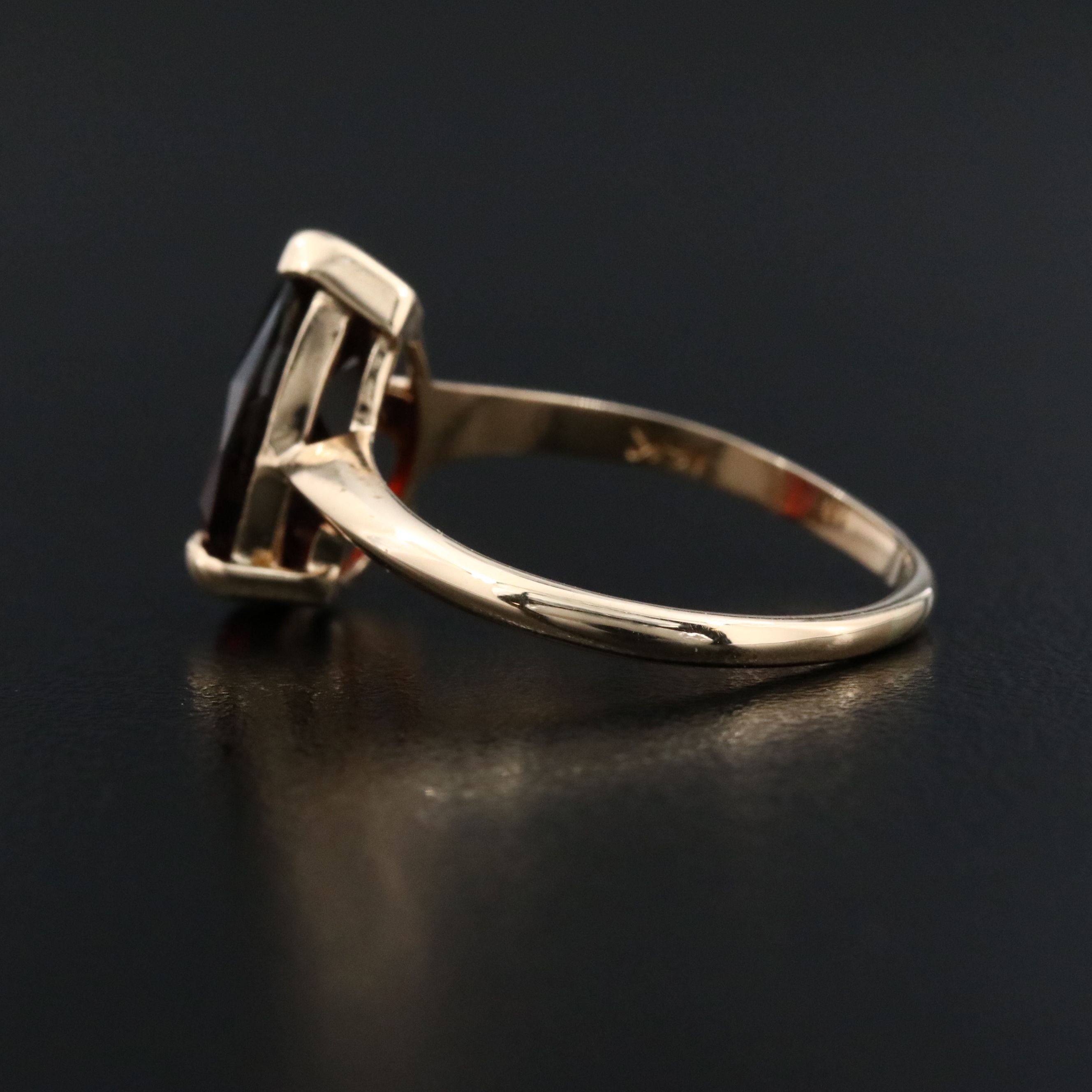 14K Garnet Teardrop Ring