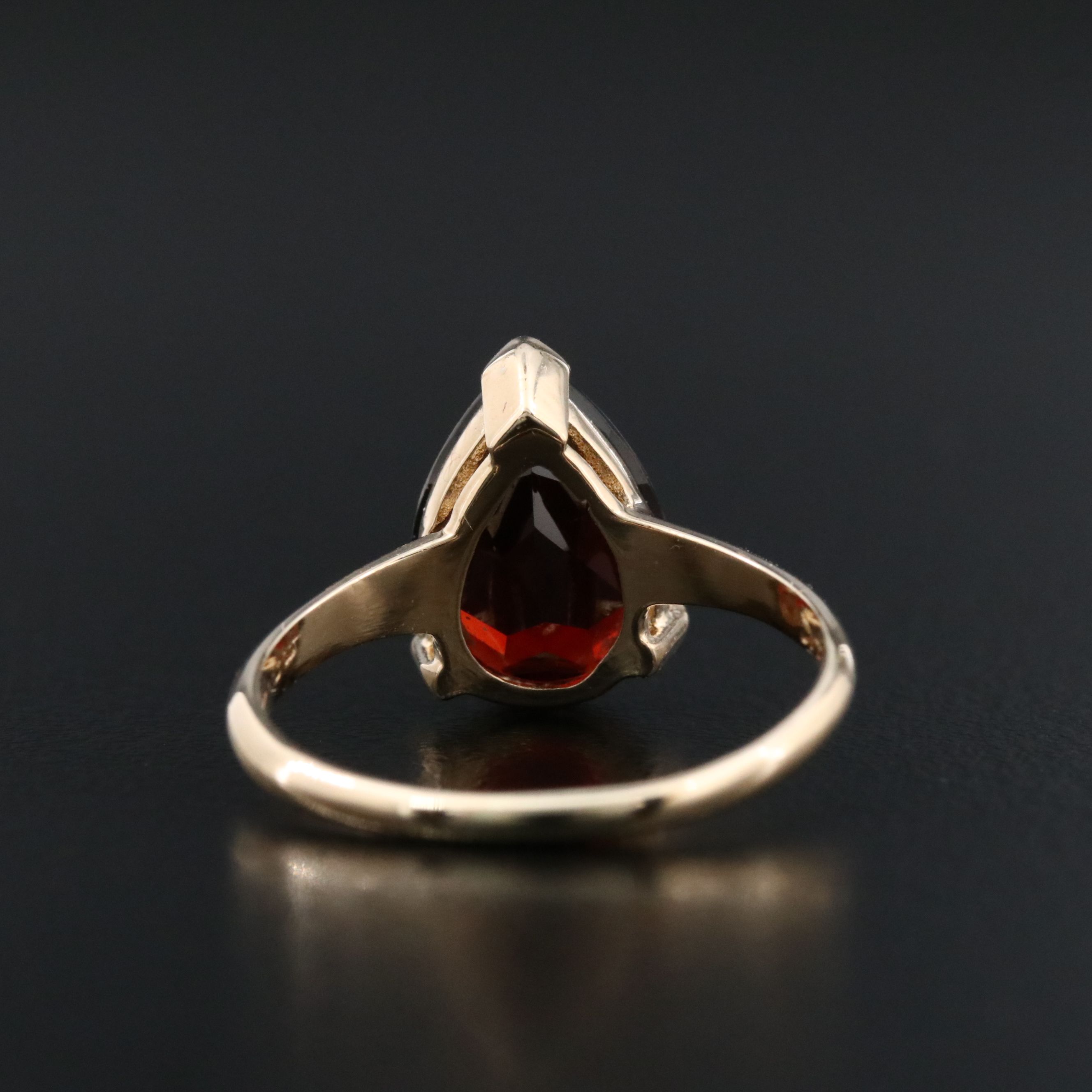 14K Garnet Teardrop Ring