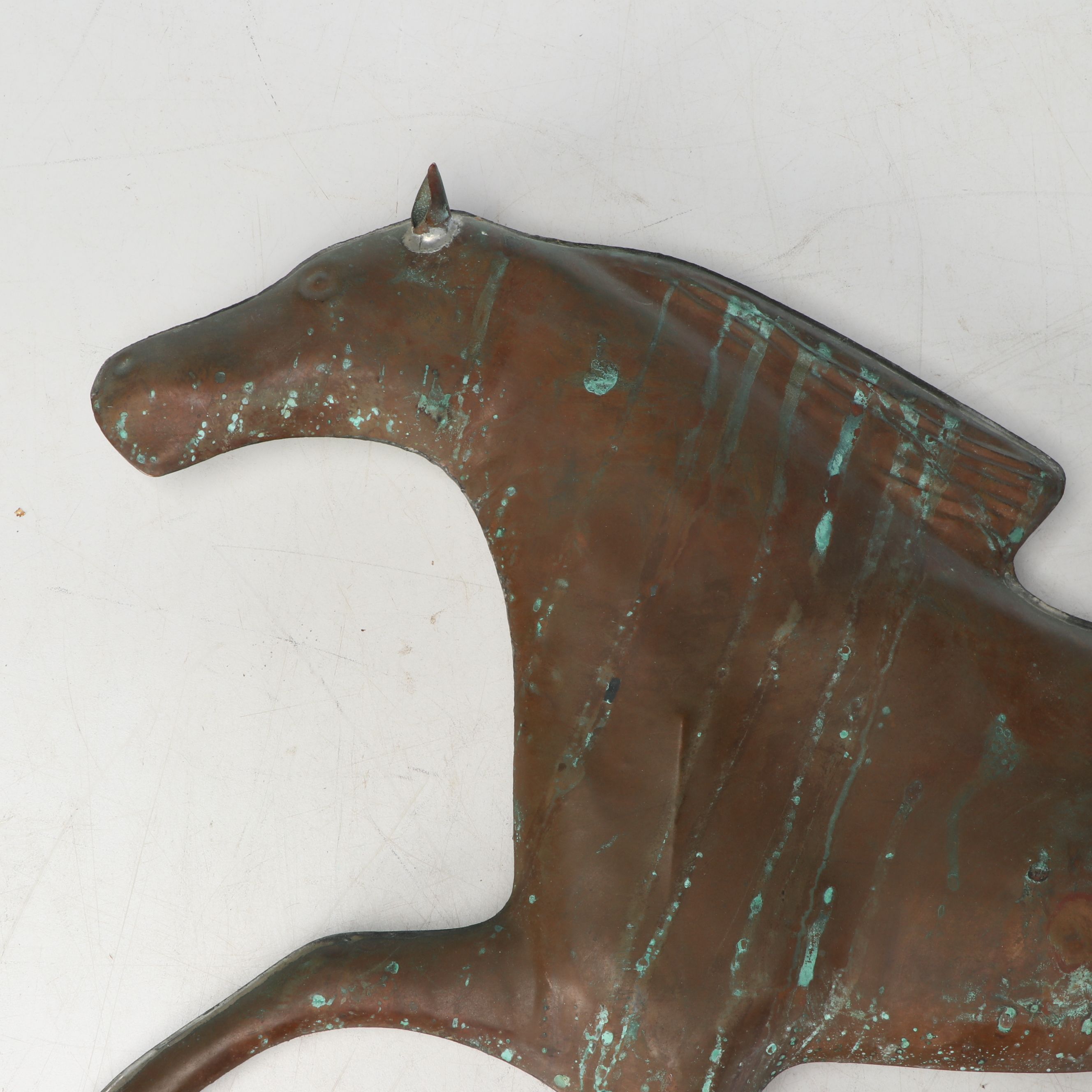 Patinated Copper Trotting Horse Weathervane Ornament