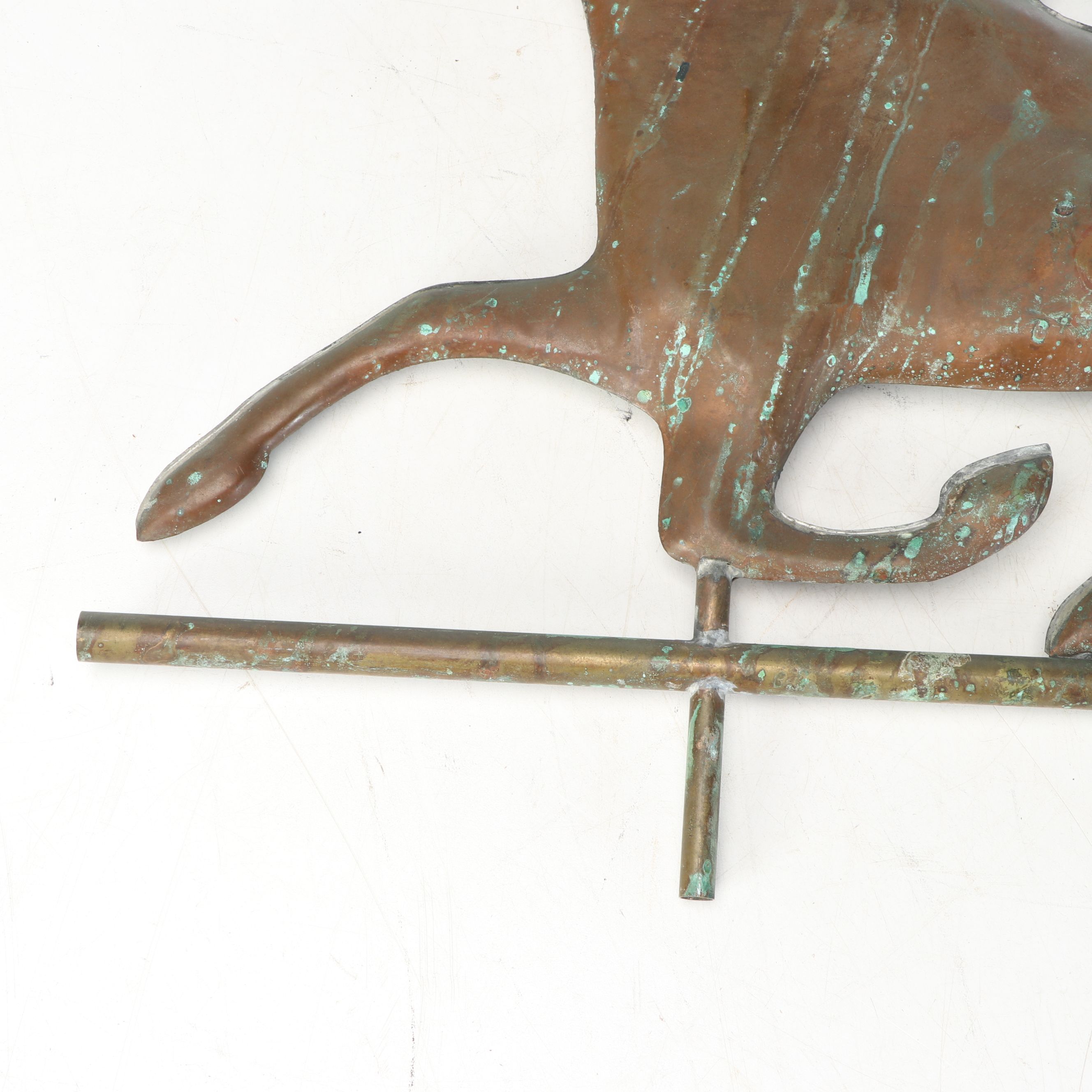 Patinated Copper Trotting Horse Weathervane Ornament