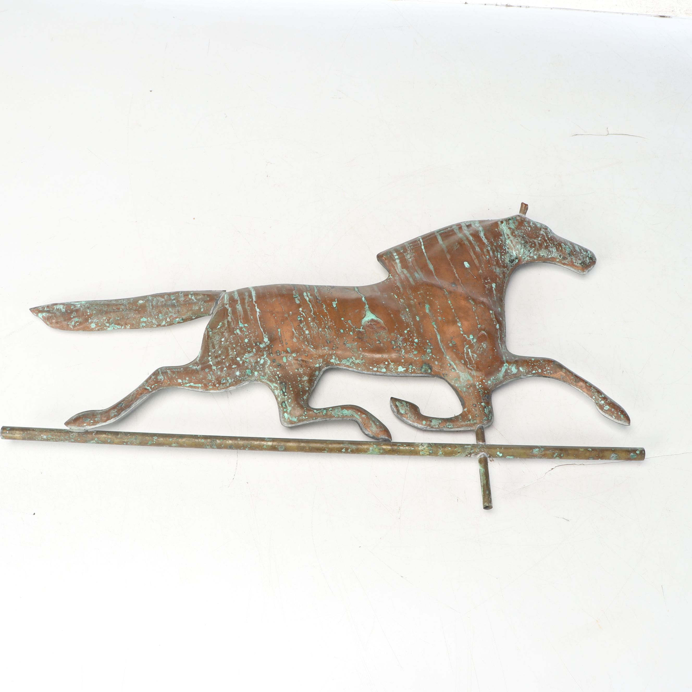 Patinated Copper Trotting Horse Weathervane Ornament