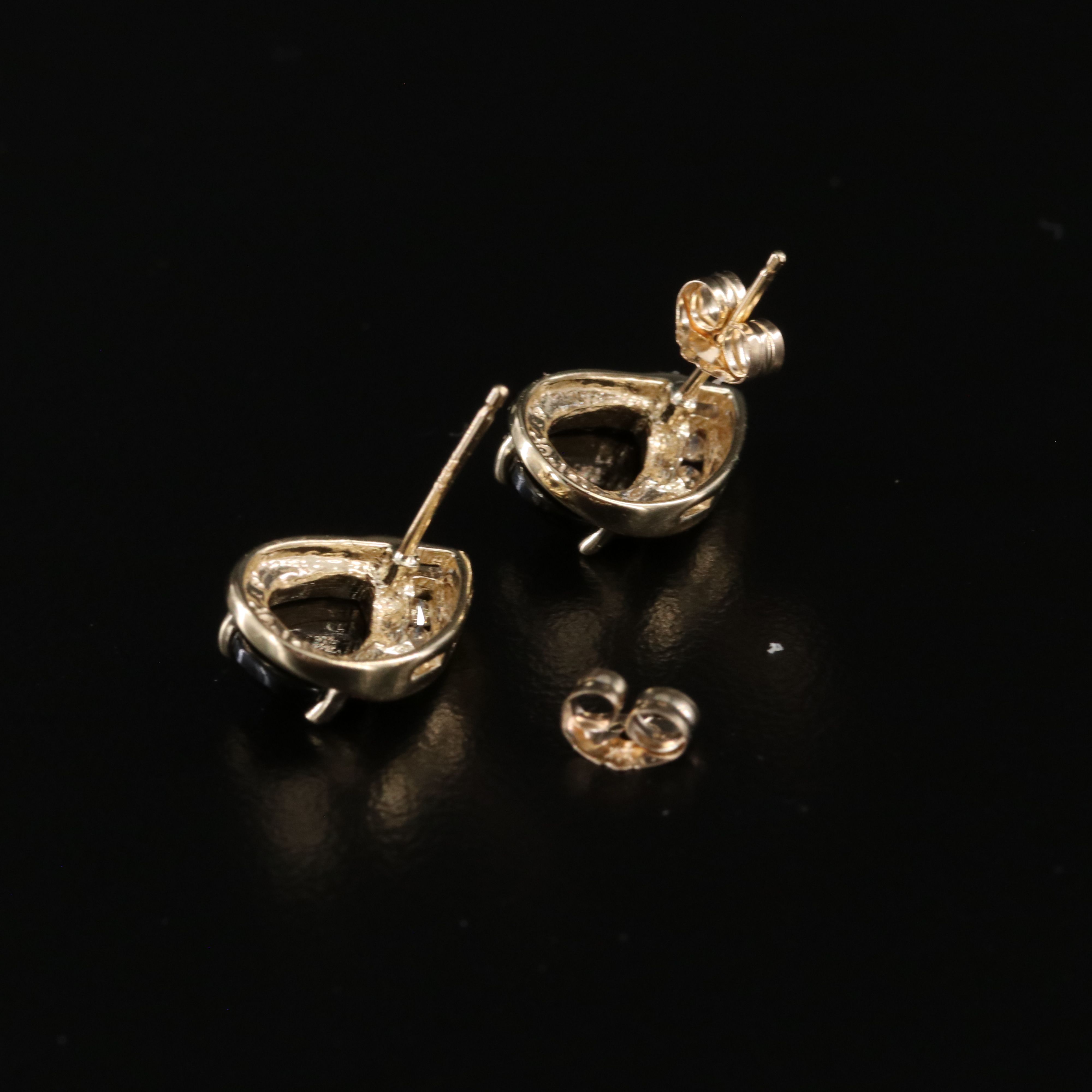 10K Black Onyx and Diamond Earrings