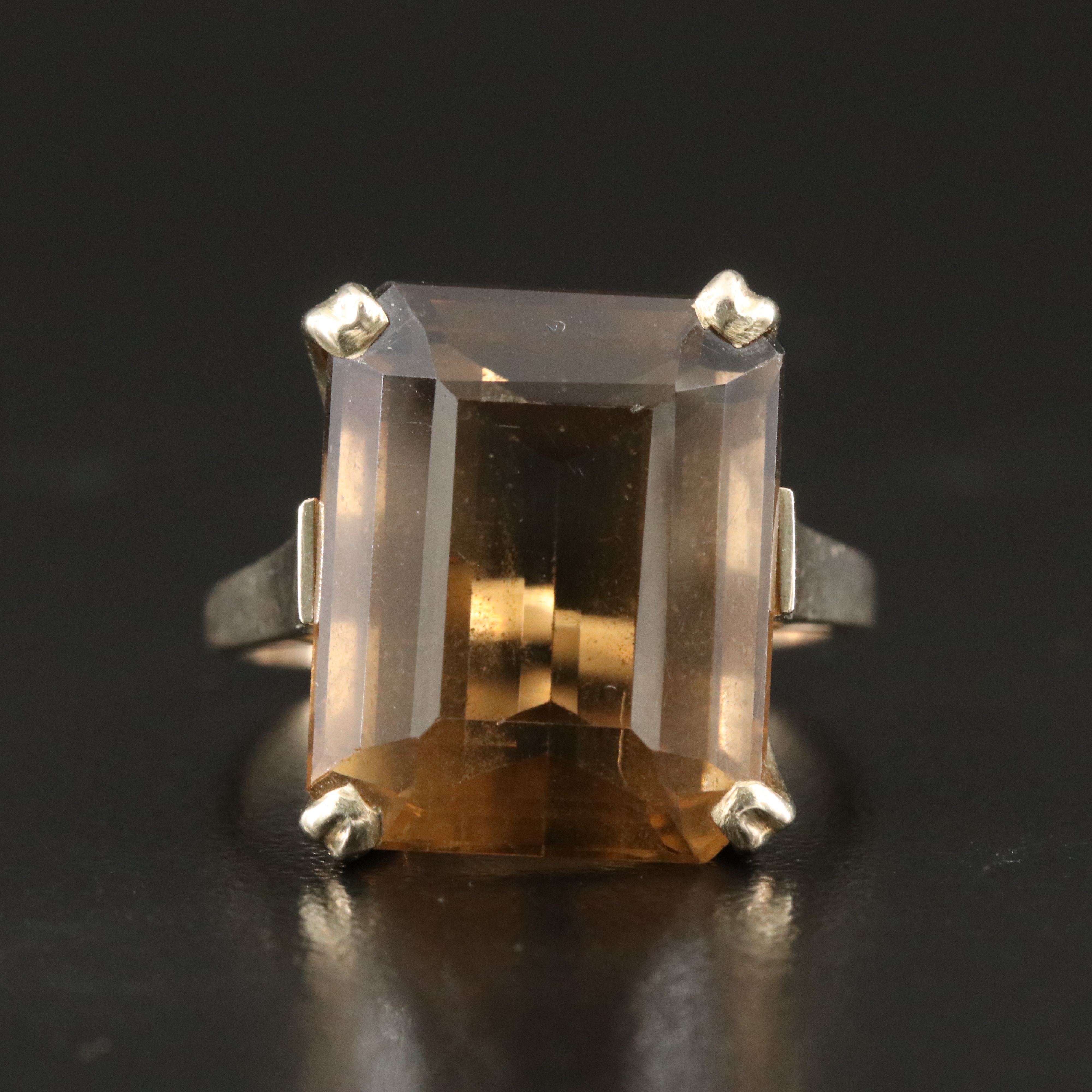 10K 16.56 CT Smoky Quartz Solitaire Ring