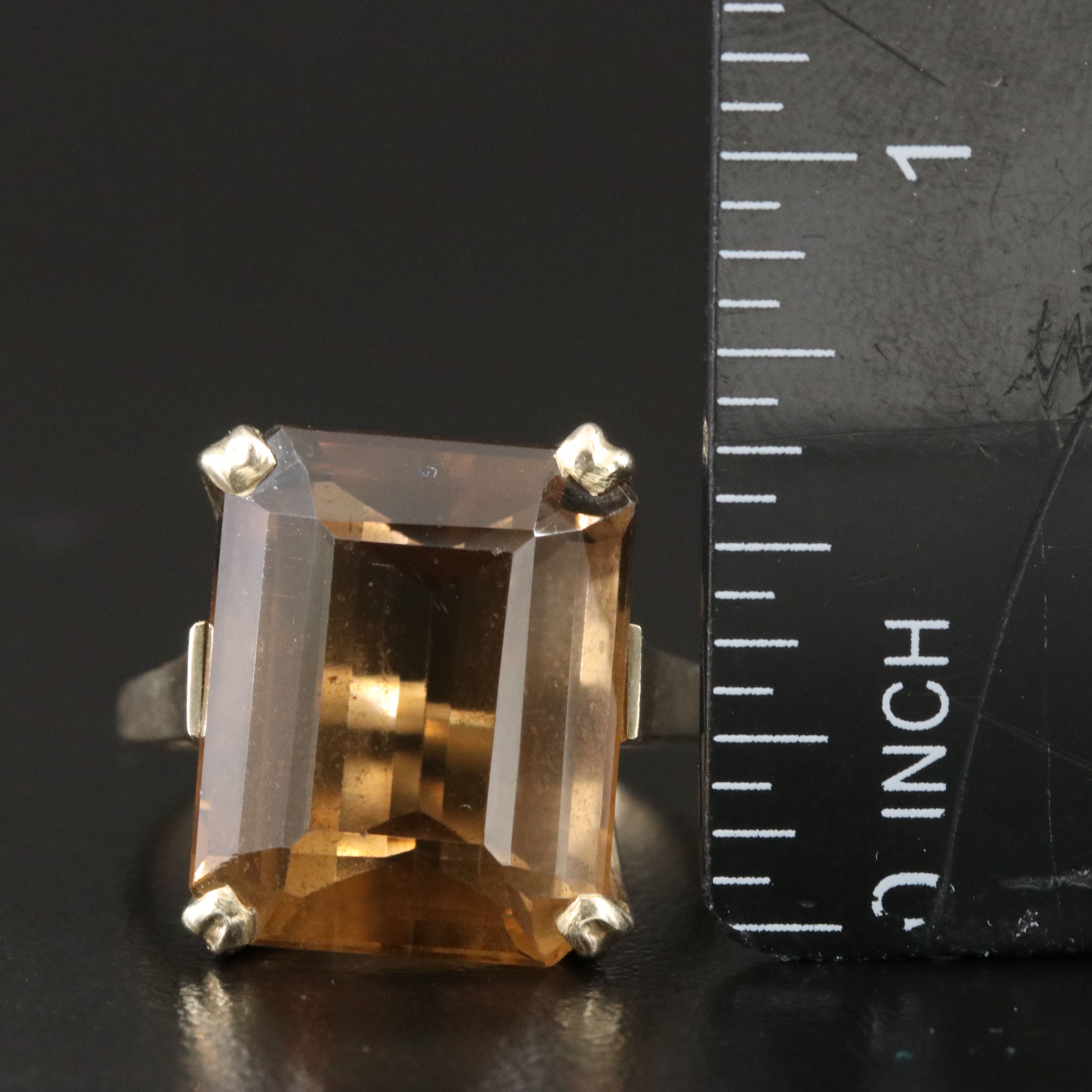 10K 16.56 CT Smoky Quartz Solitaire Ring