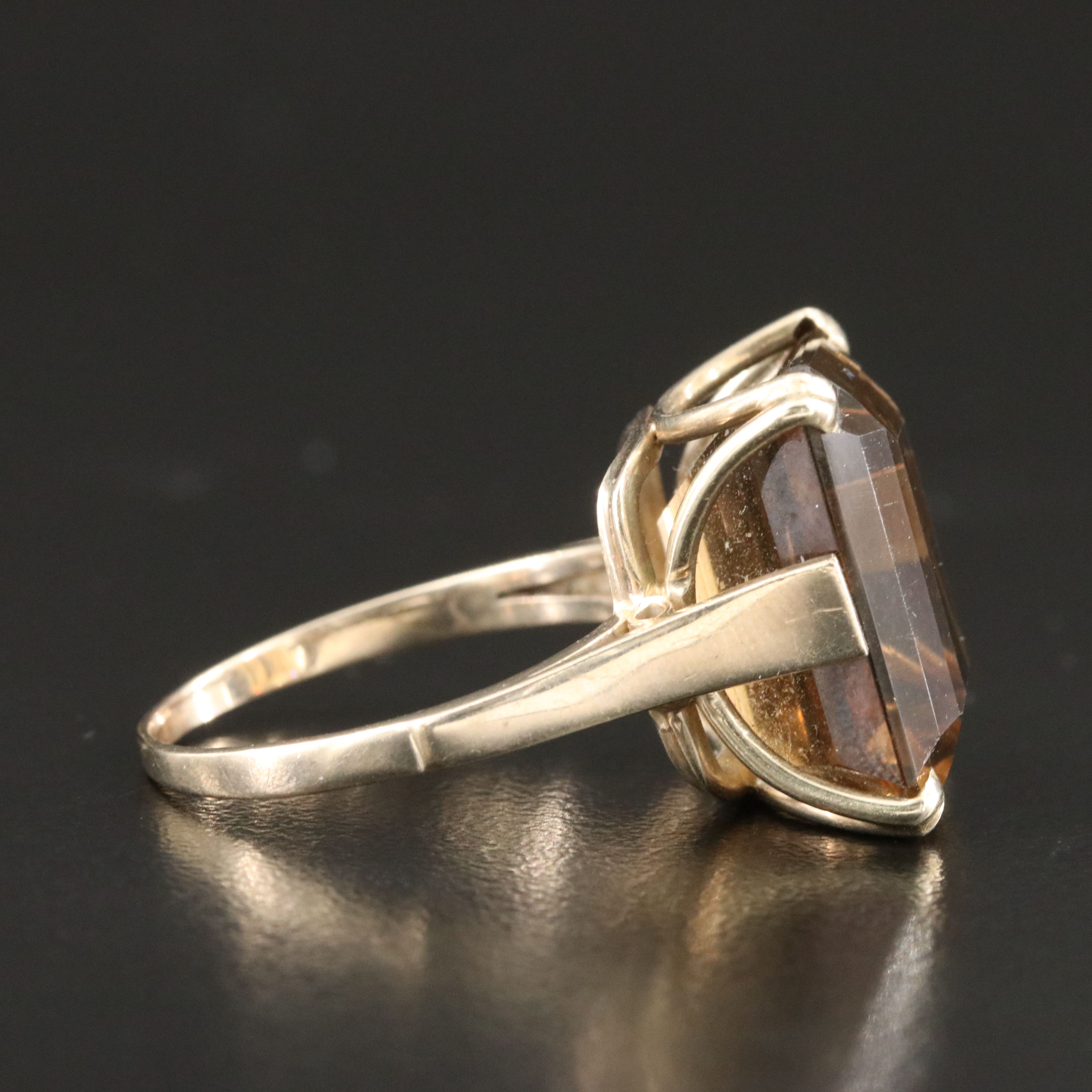 10K 16.56 CT Smoky Quartz Solitaire Ring