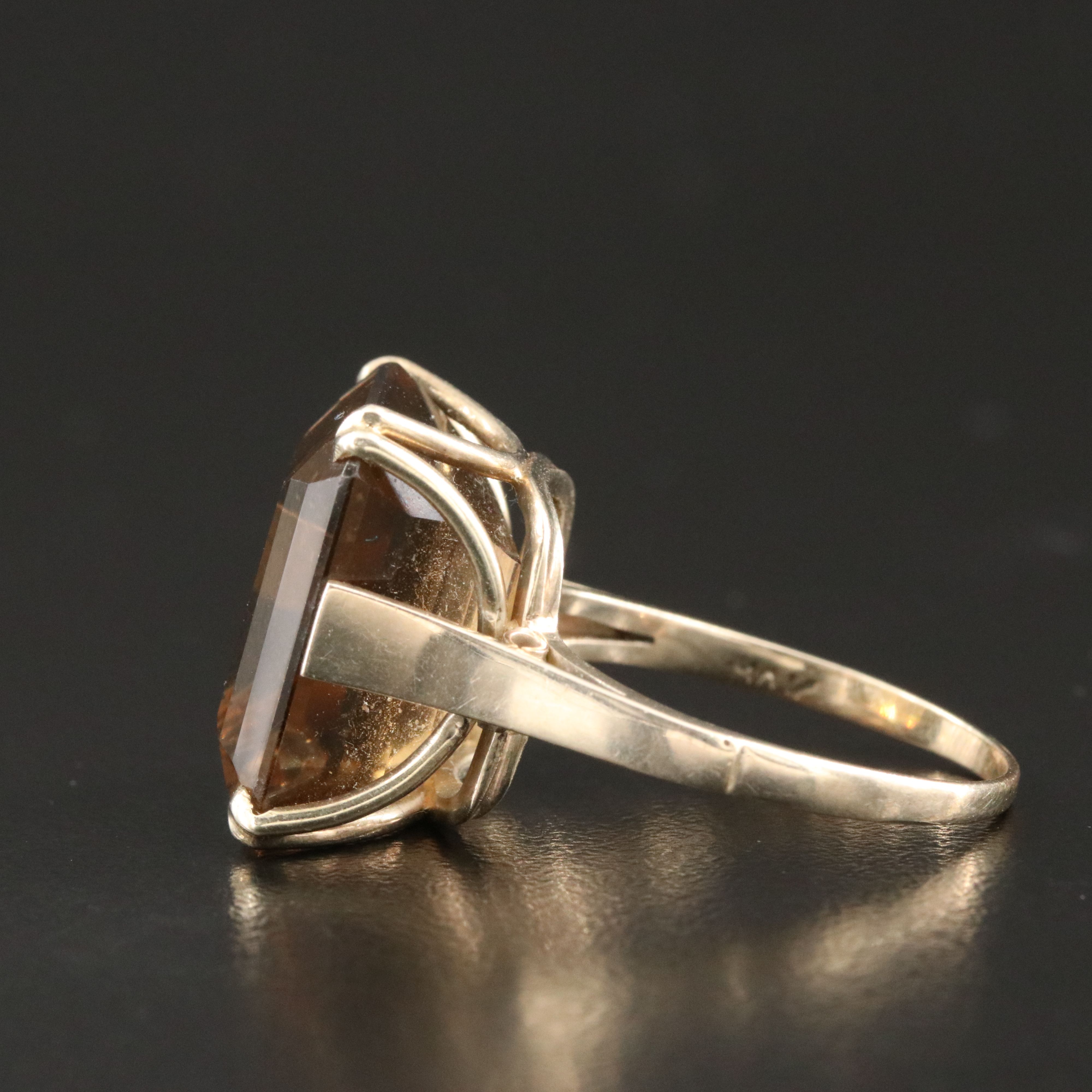 10K 16.56 CT Smoky Quartz Solitaire Ring