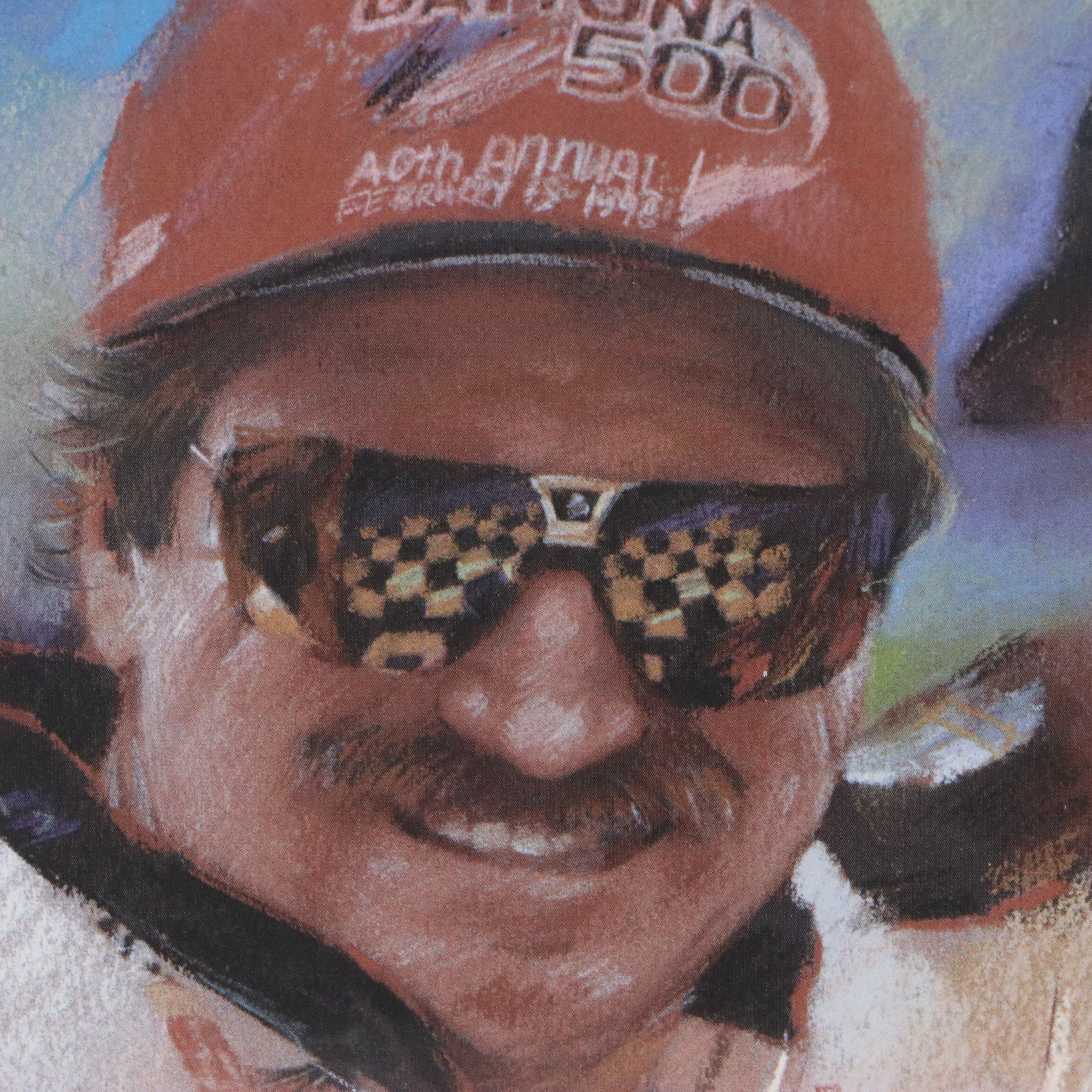 Signed Offset Lithograph of Dale Earnhardt Jr. and Sr., Late 20th Century
