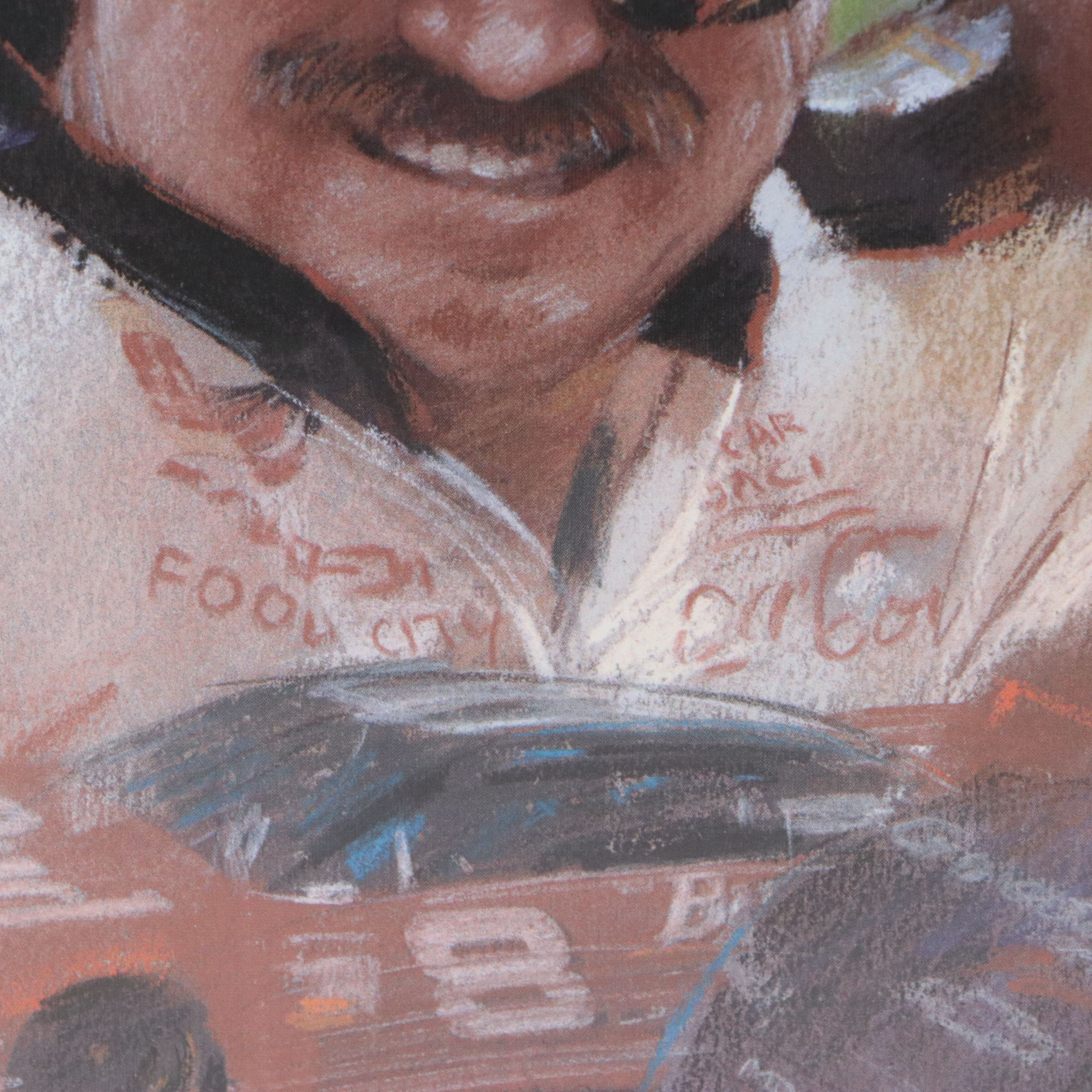 Signed Offset Lithograph of Dale Earnhardt Jr. and Sr., Late 20th Century