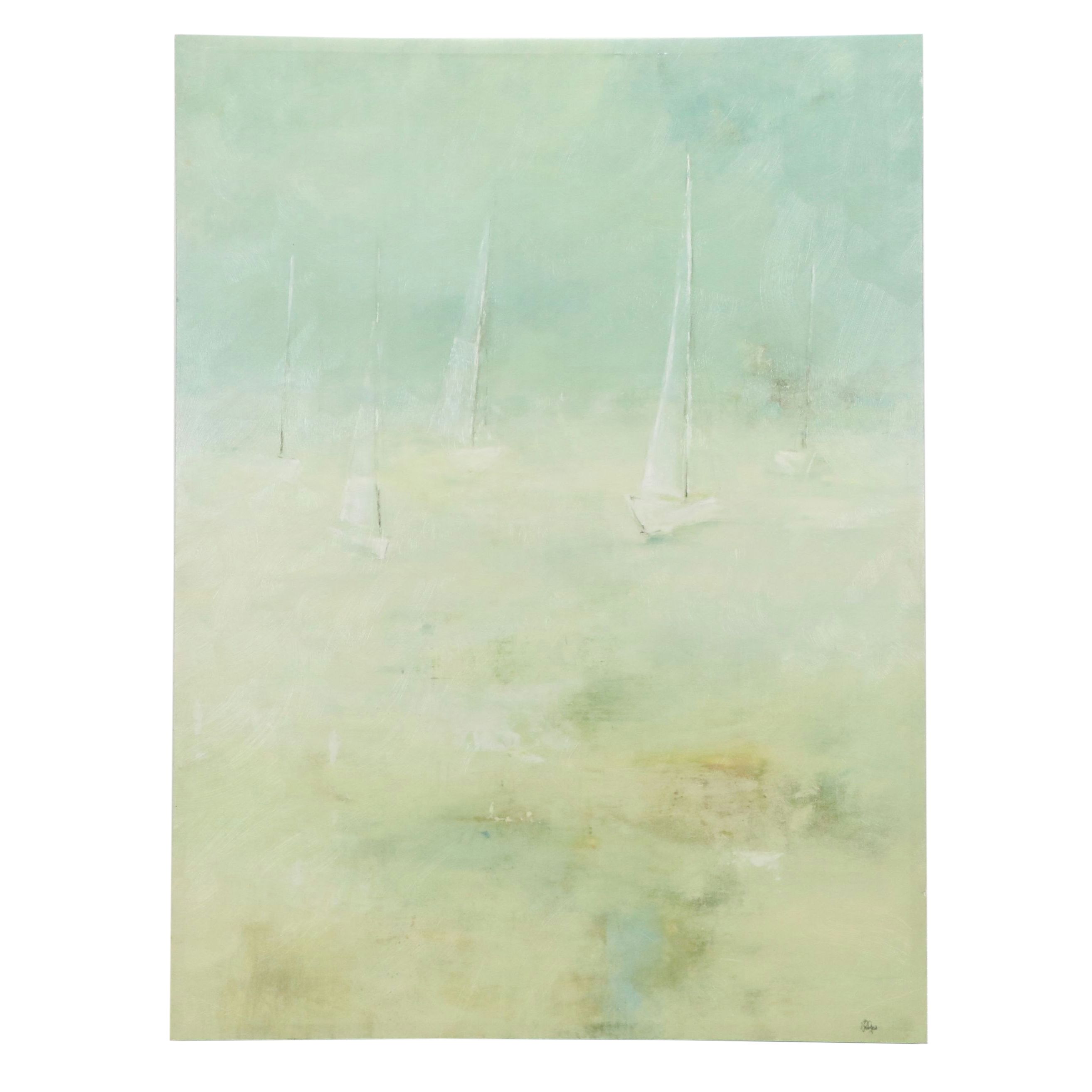 Gicleé on Canvas of Sailboats, 21st Century