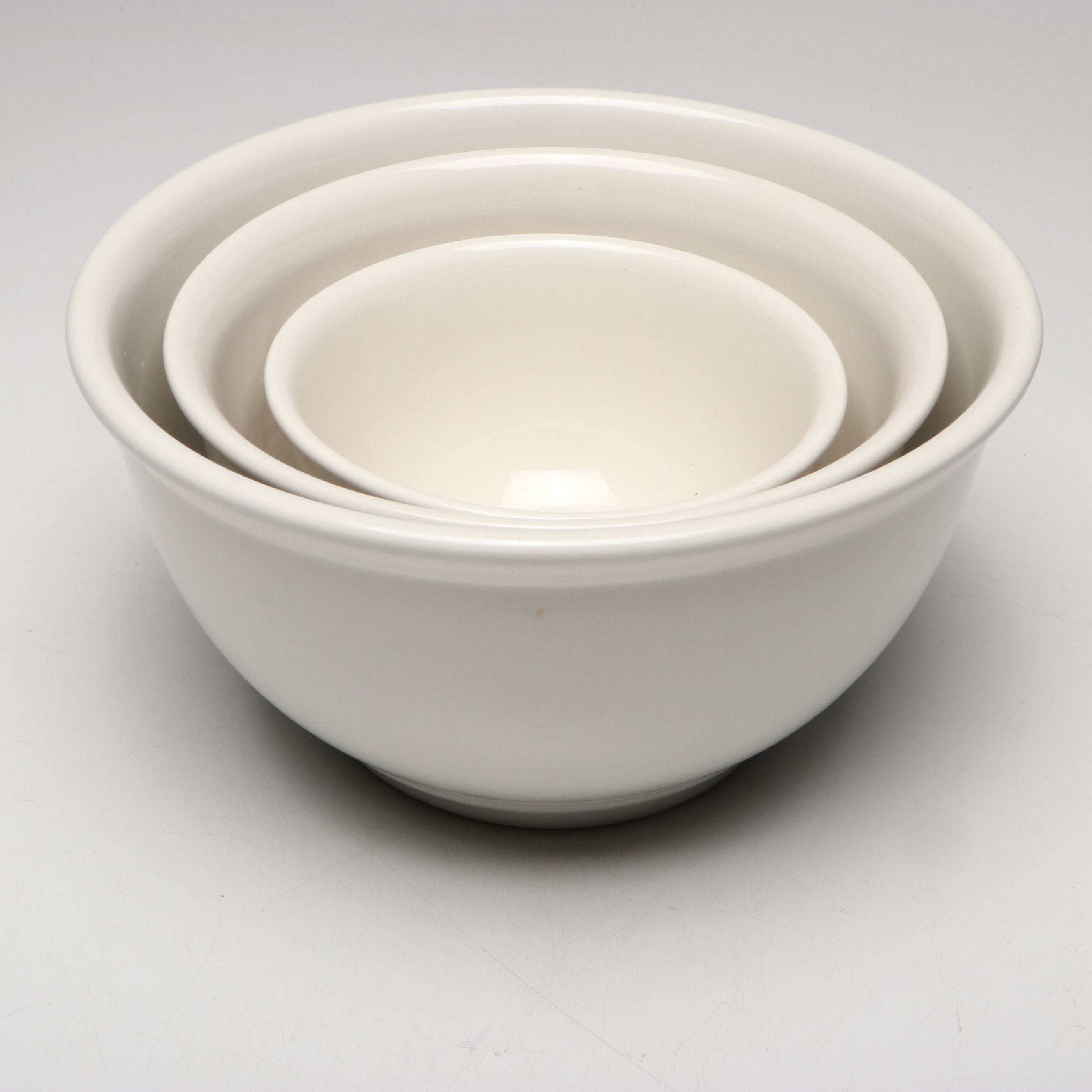 Belagio Pottery Ceramic Stacking Mixing Bowls and Canister Set with Wood Spoons