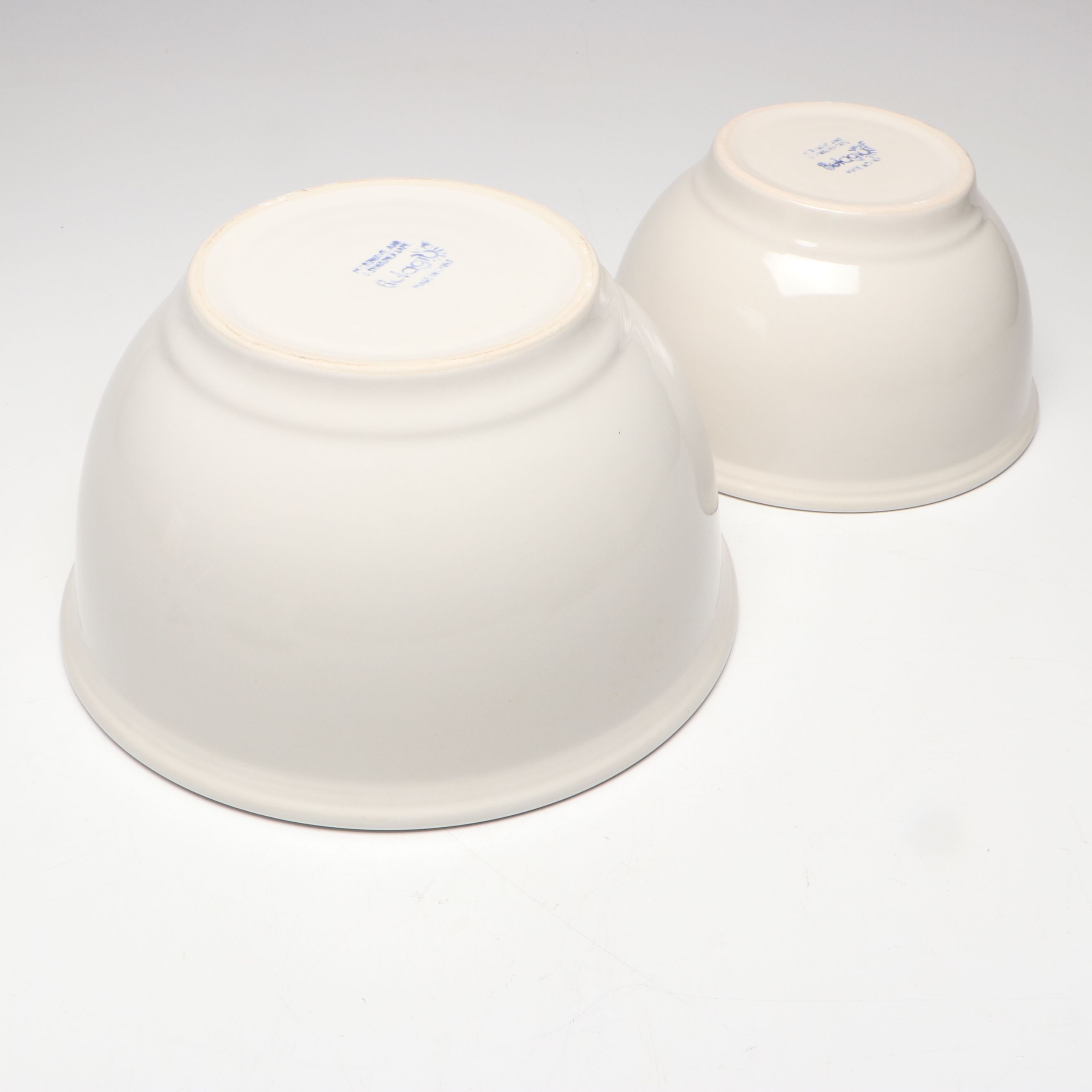 Belagio Pottery Ceramic Stacking Mixing Bowls and Canister Set with Wood Spoons