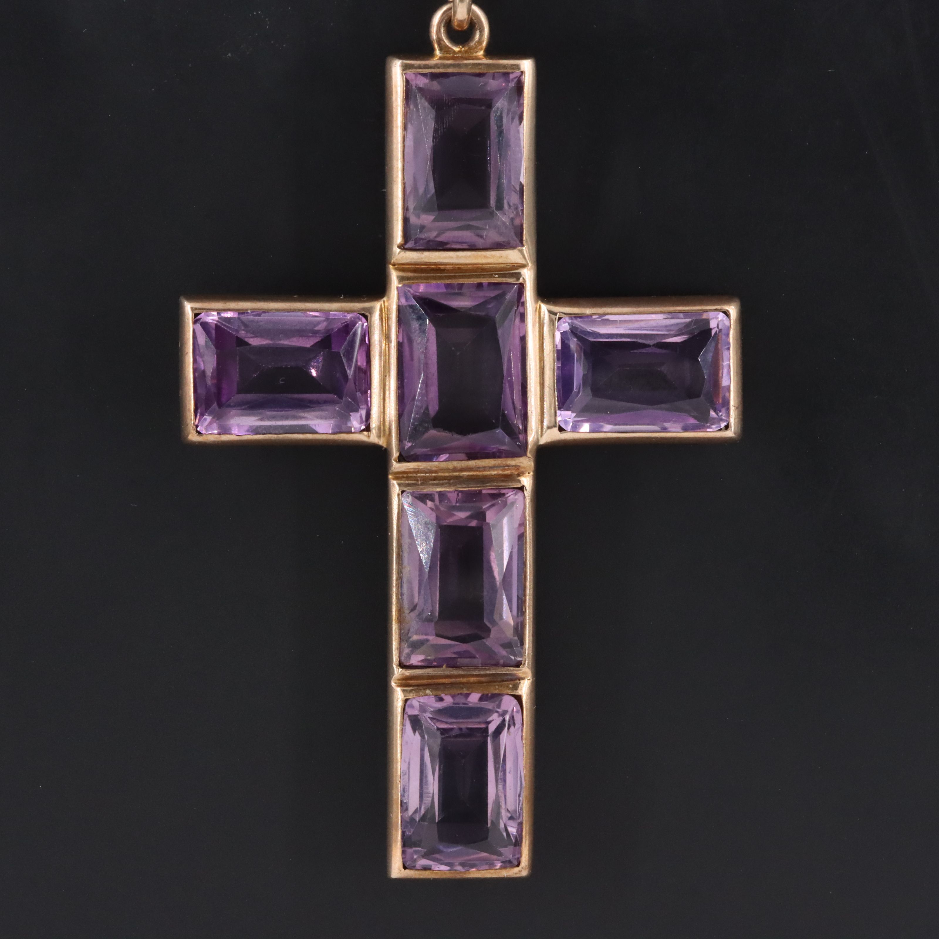 Antique 10K and 14K Amethyst Cross Necklace