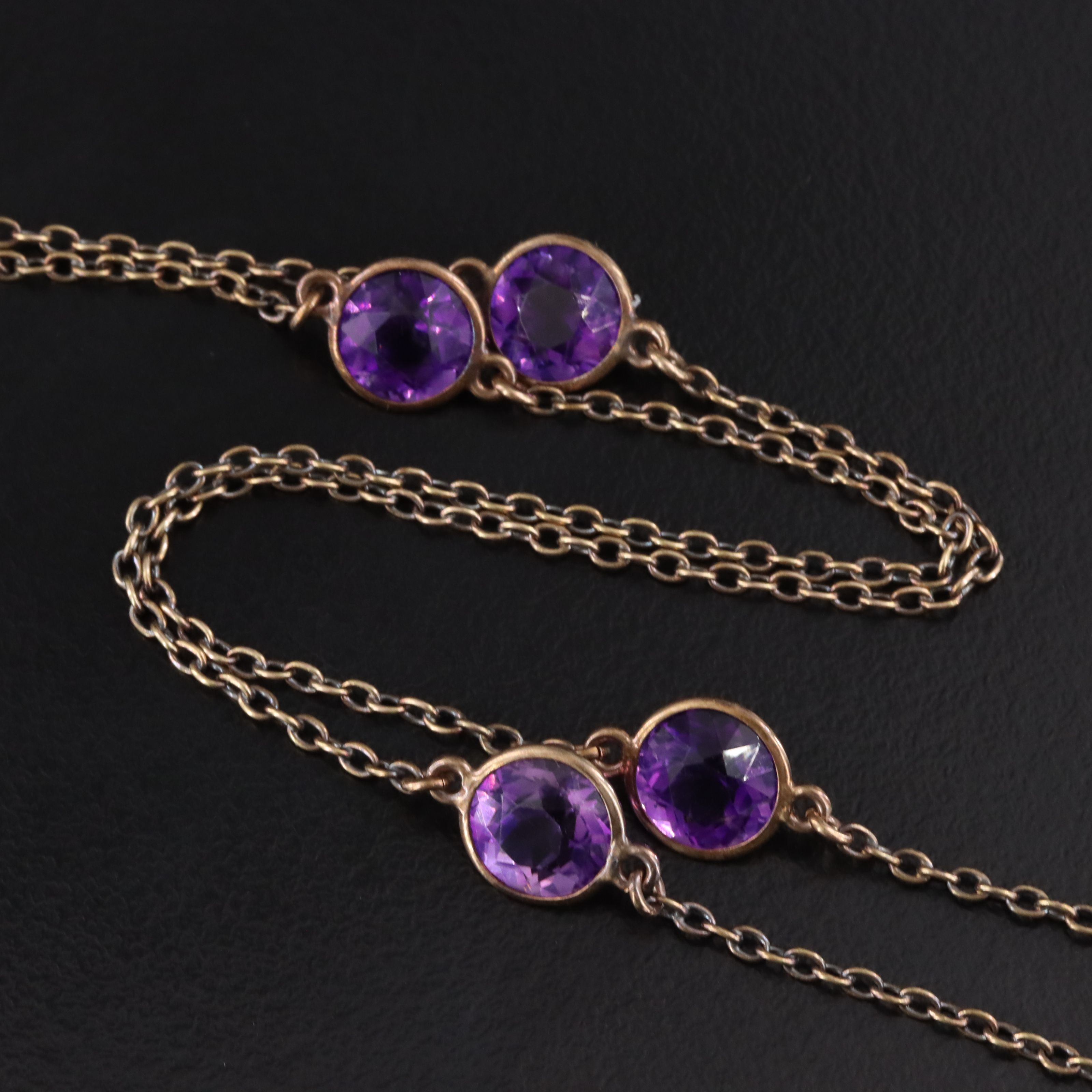Antique 10K and 14K Amethyst Cross Necklace