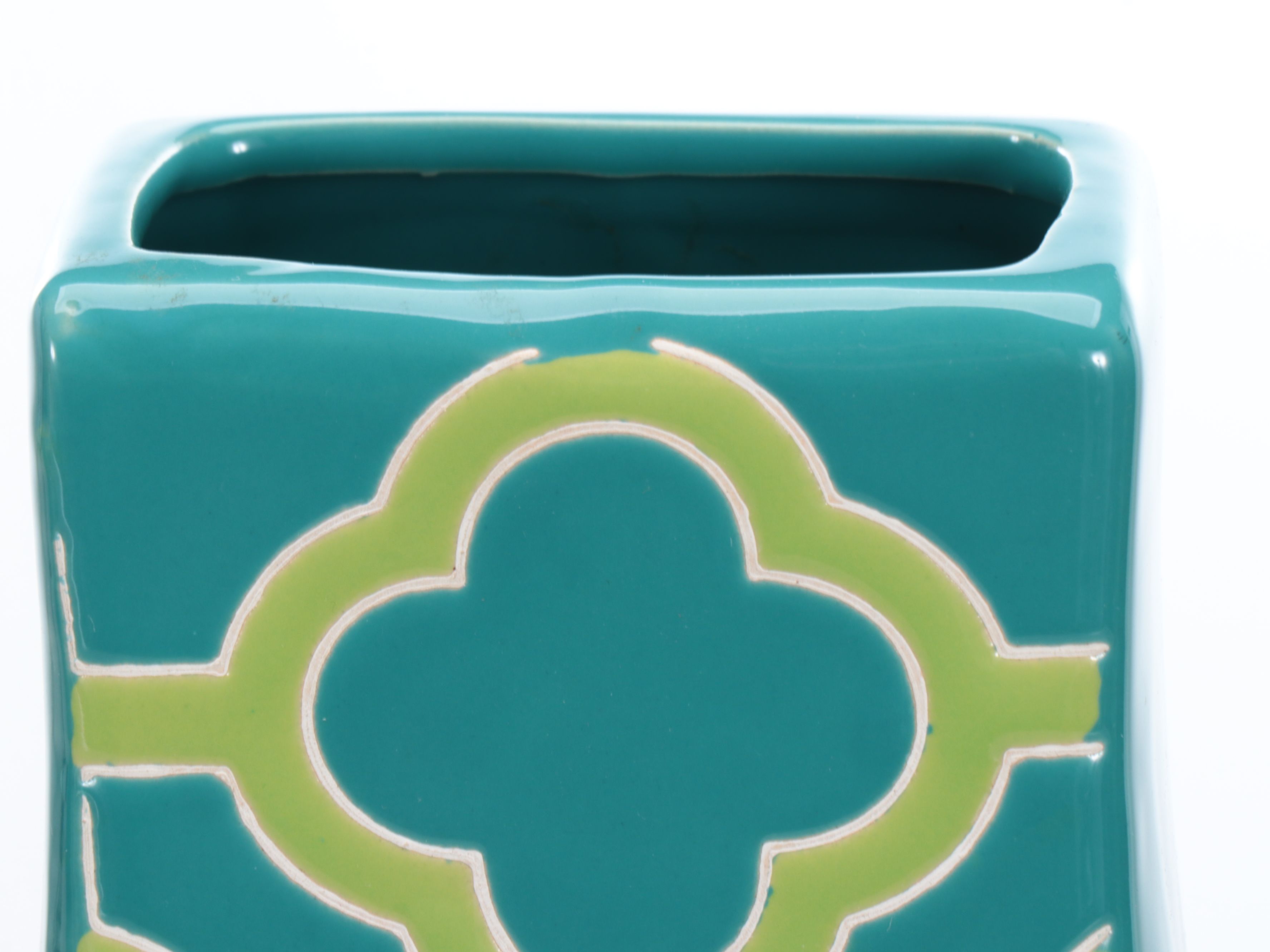 Aqua Ceramic and Glass Vases with Artificial Orchids and Other Décor