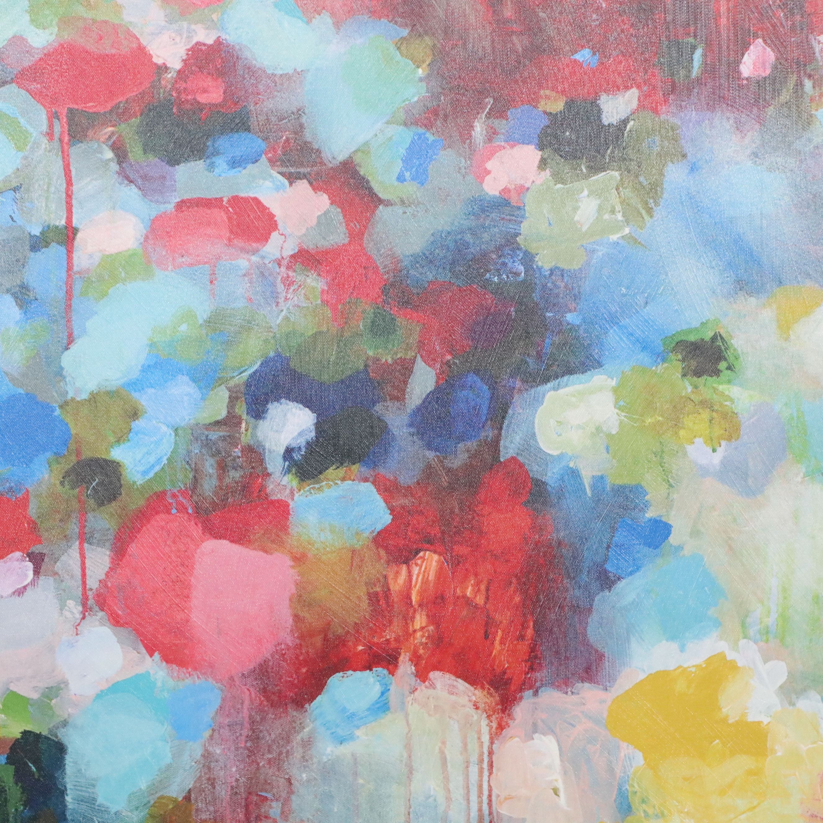 Abstract Embellished Gicleé on Canvas, 21st Century