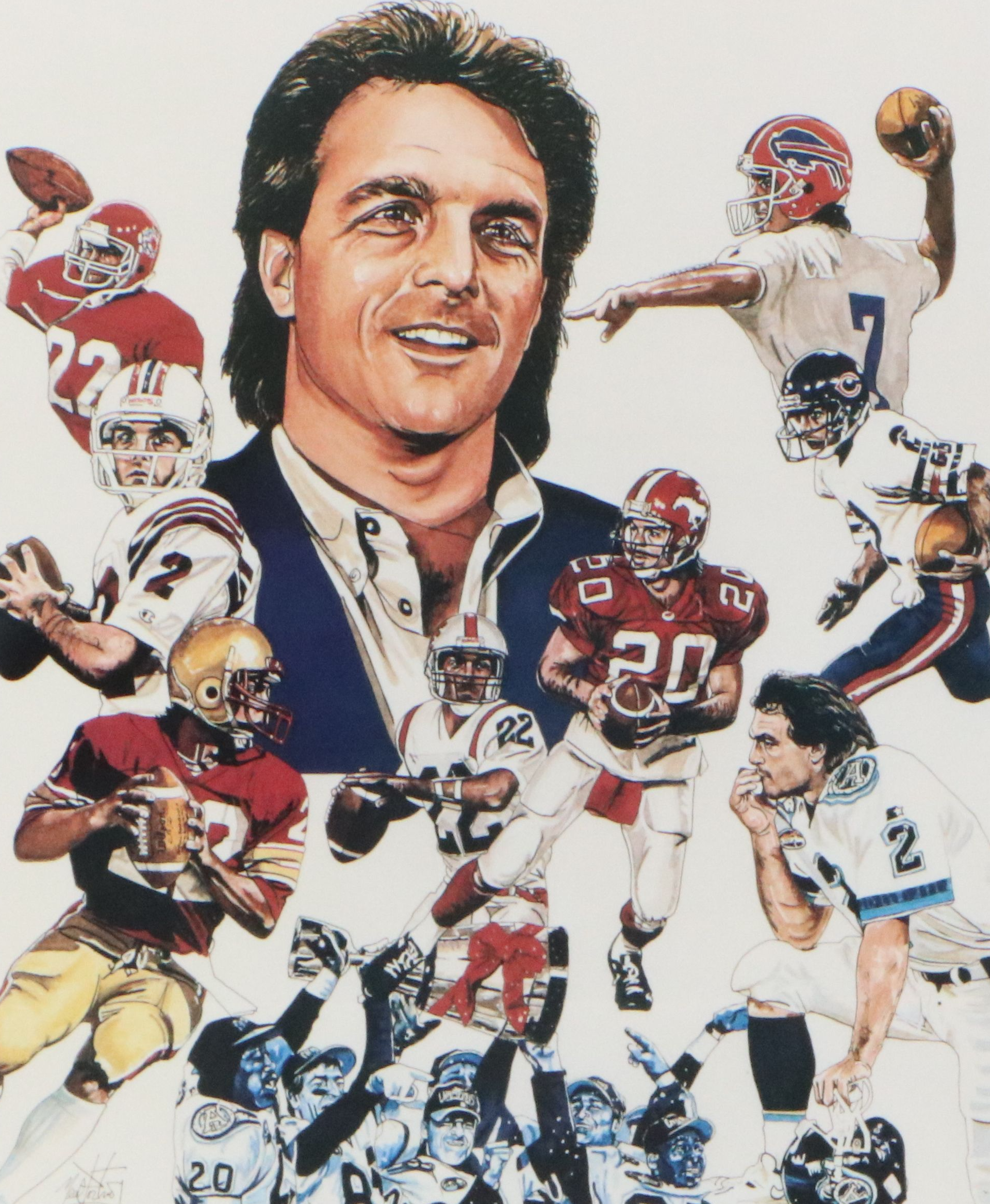 Neal Portnoy Offset Lithograph "Flutie Through the Years," Late 20th Century