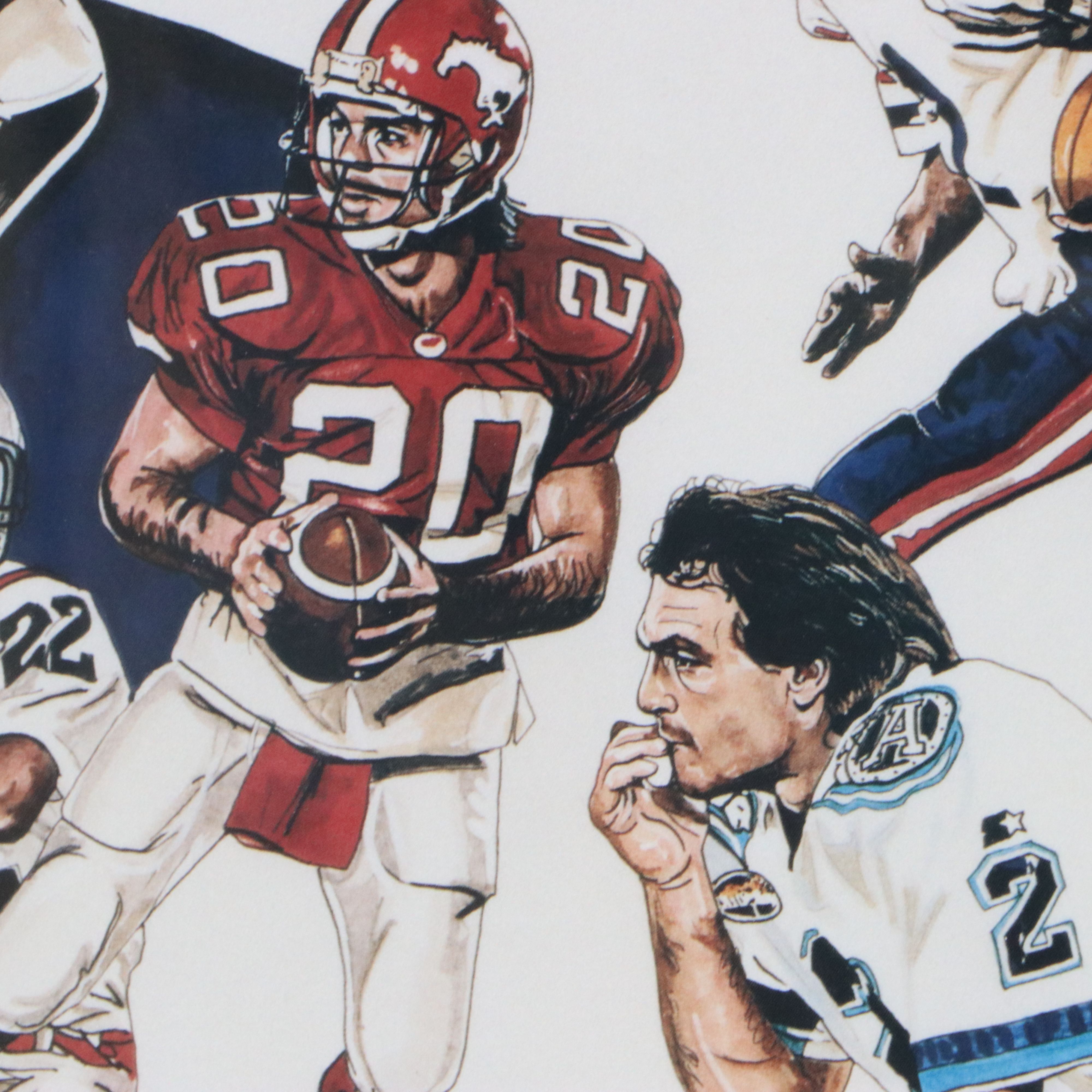Neal Portnoy Offset Lithograph "Flutie Through the Years," Late 20th Century