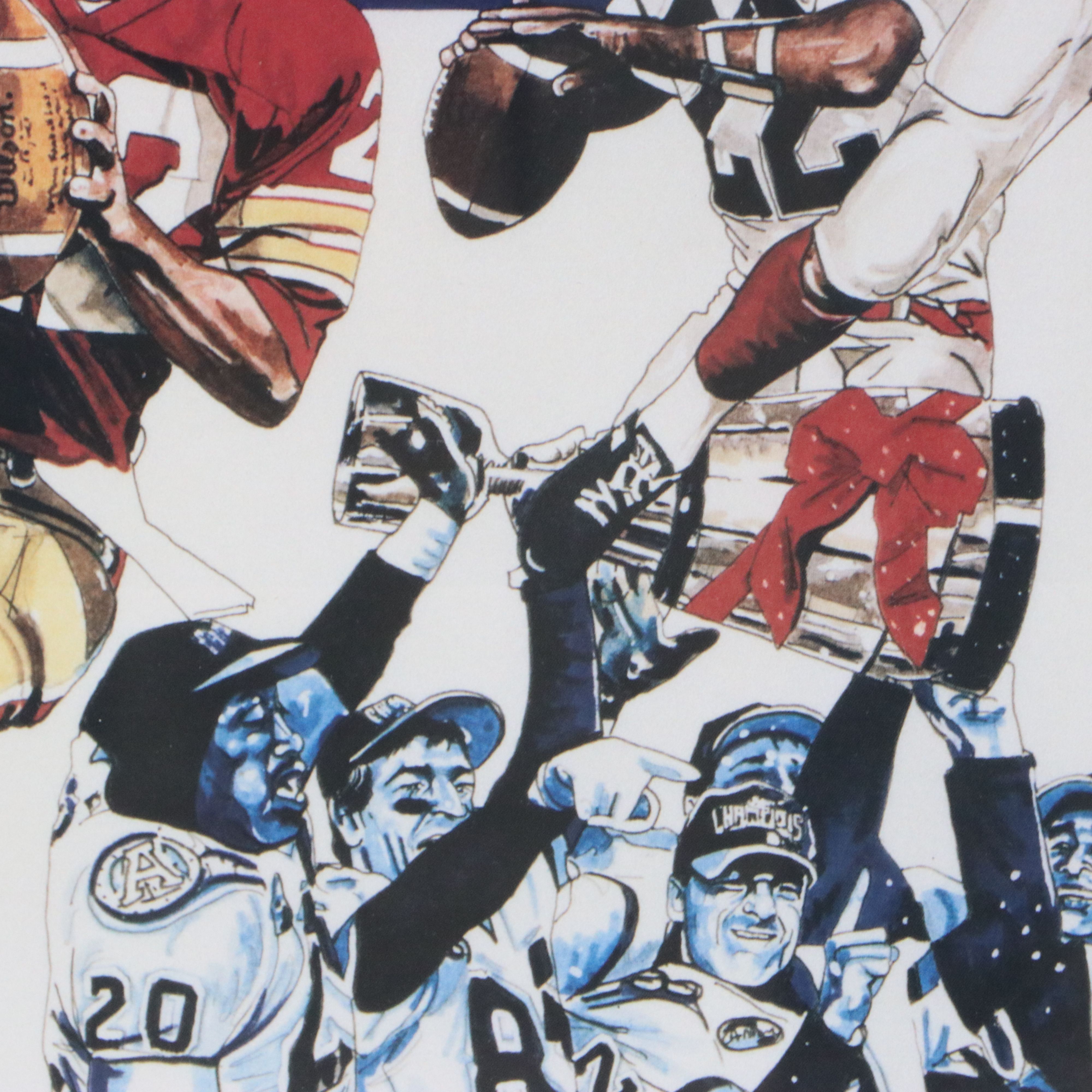 Neal Portnoy Offset Lithograph "Flutie Through the Years," Late 20th Century