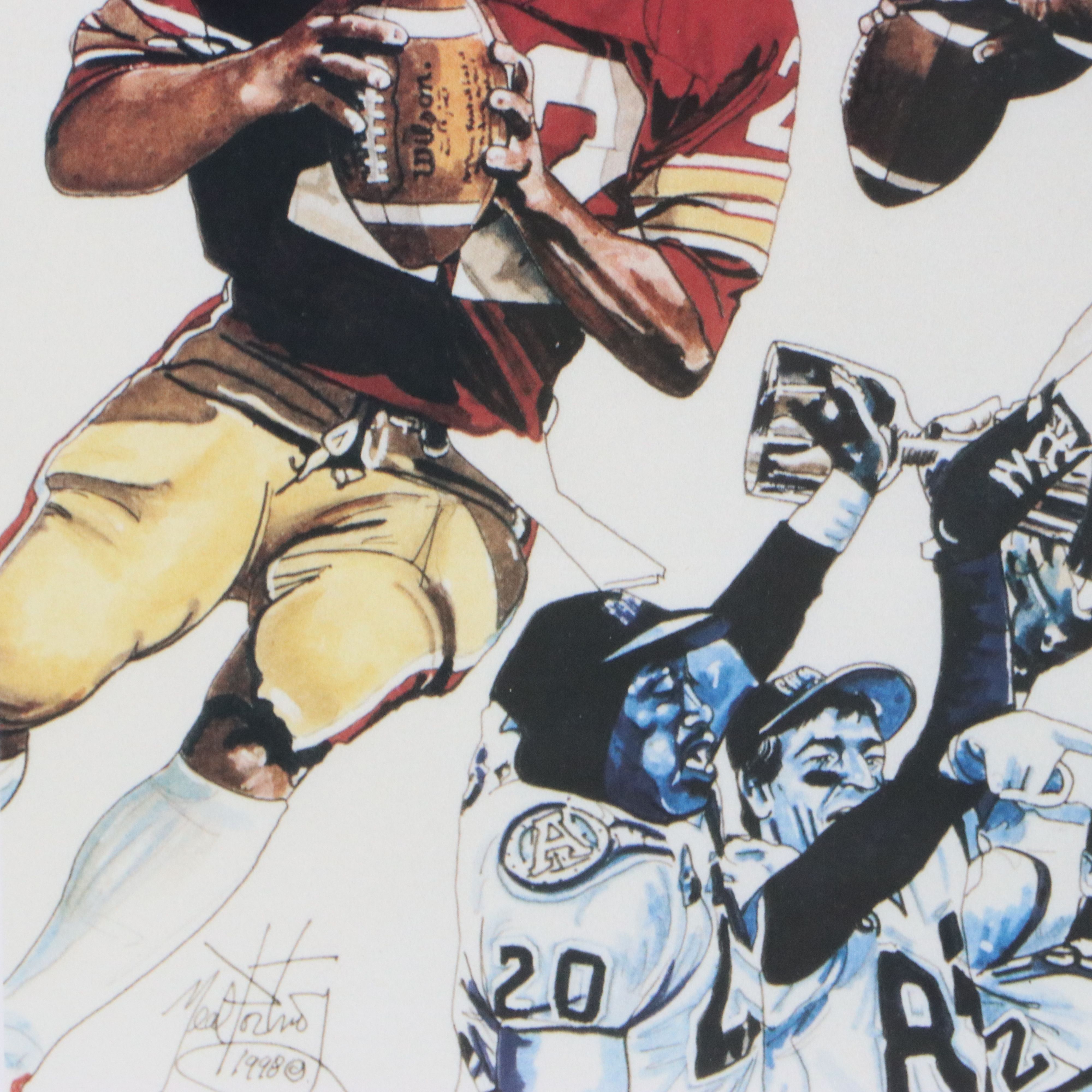 Neal Portnoy Offset Lithograph "Flutie Through the Years," Late 20th Century