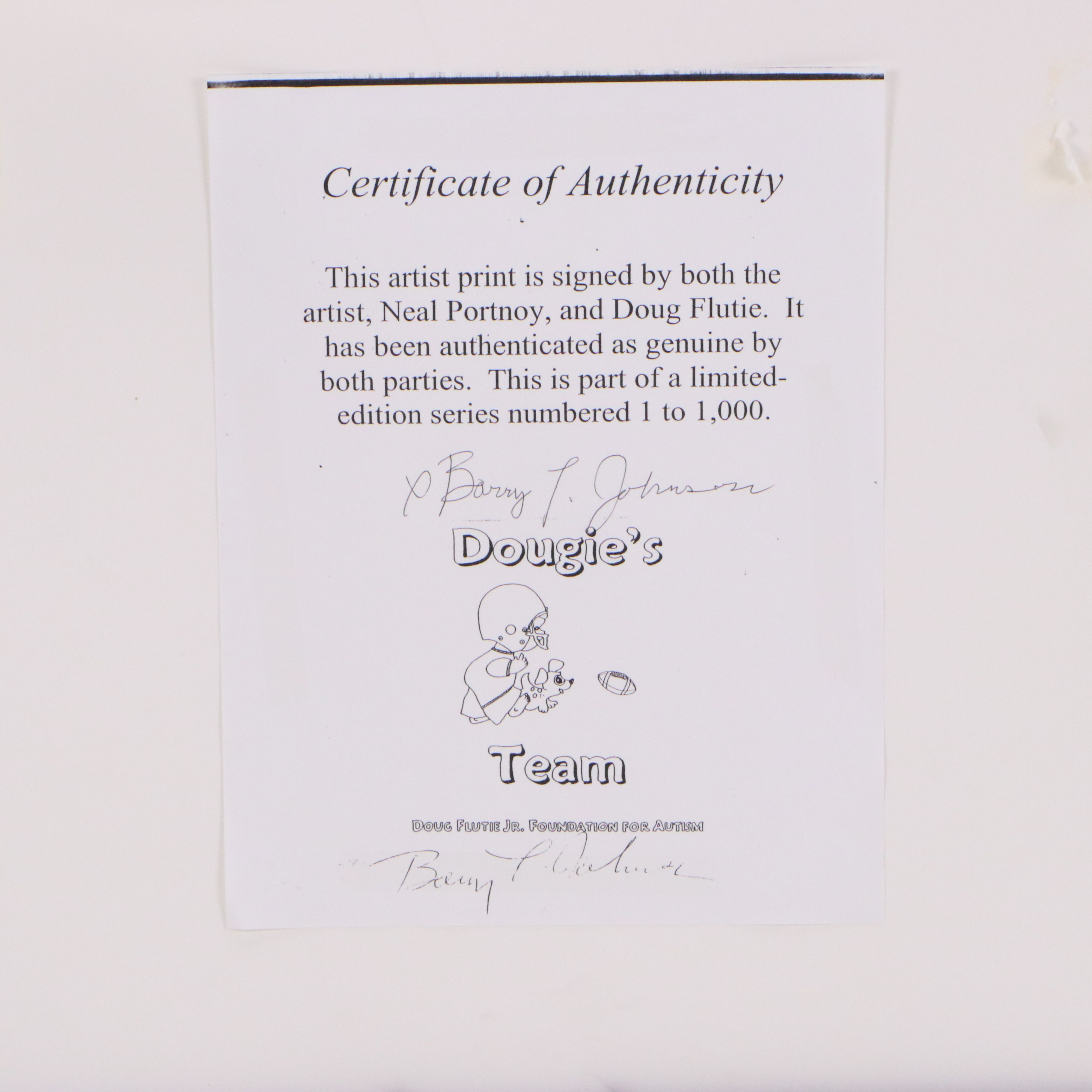 Neal Portnoy Offset Lithograph "Flutie Through the Years," Late 20th Century