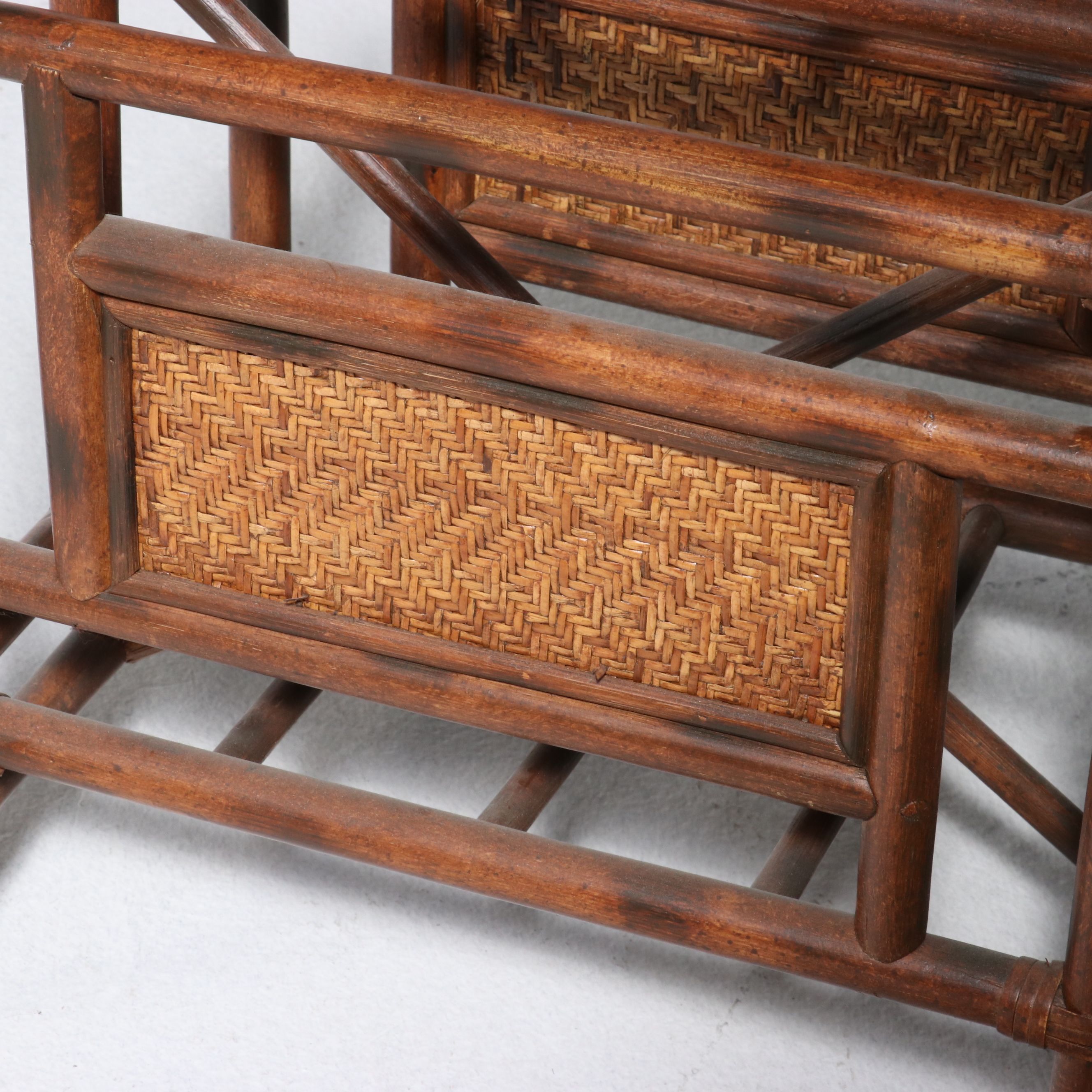 Four-Piece Bamboo and Rattan Living Room Set, Late 20th Century