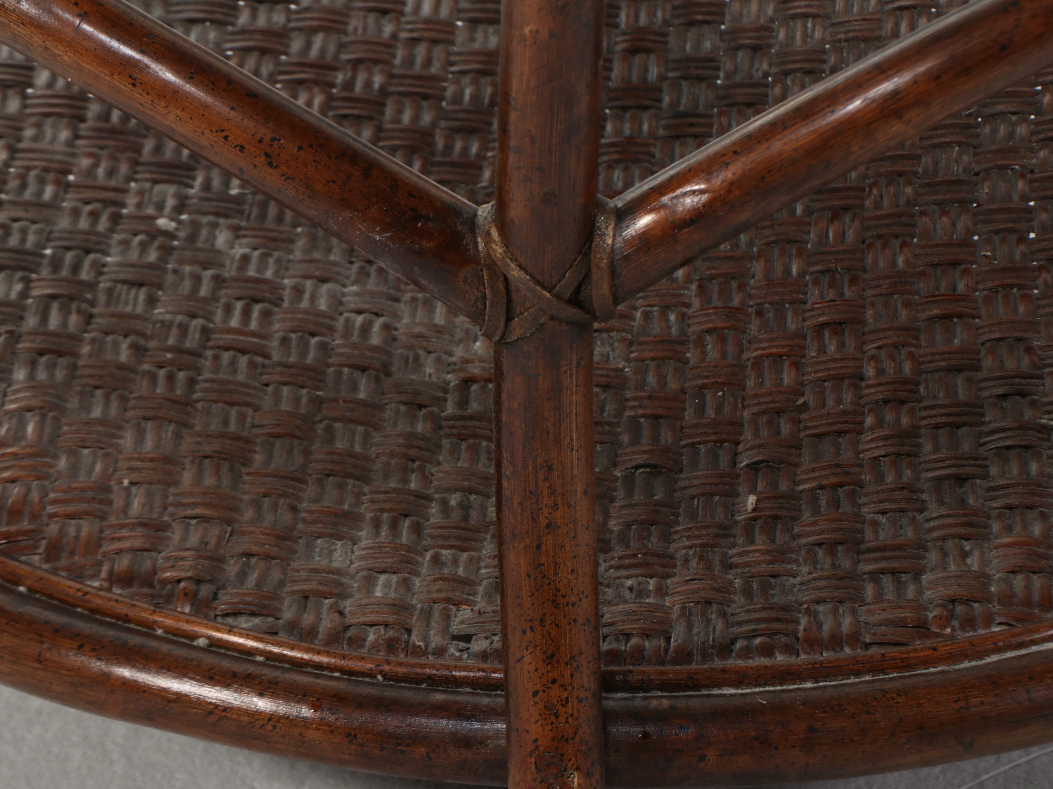 Mid Century Modern Style Round Rattan and Bamboo Coffee Table, Circa 1970