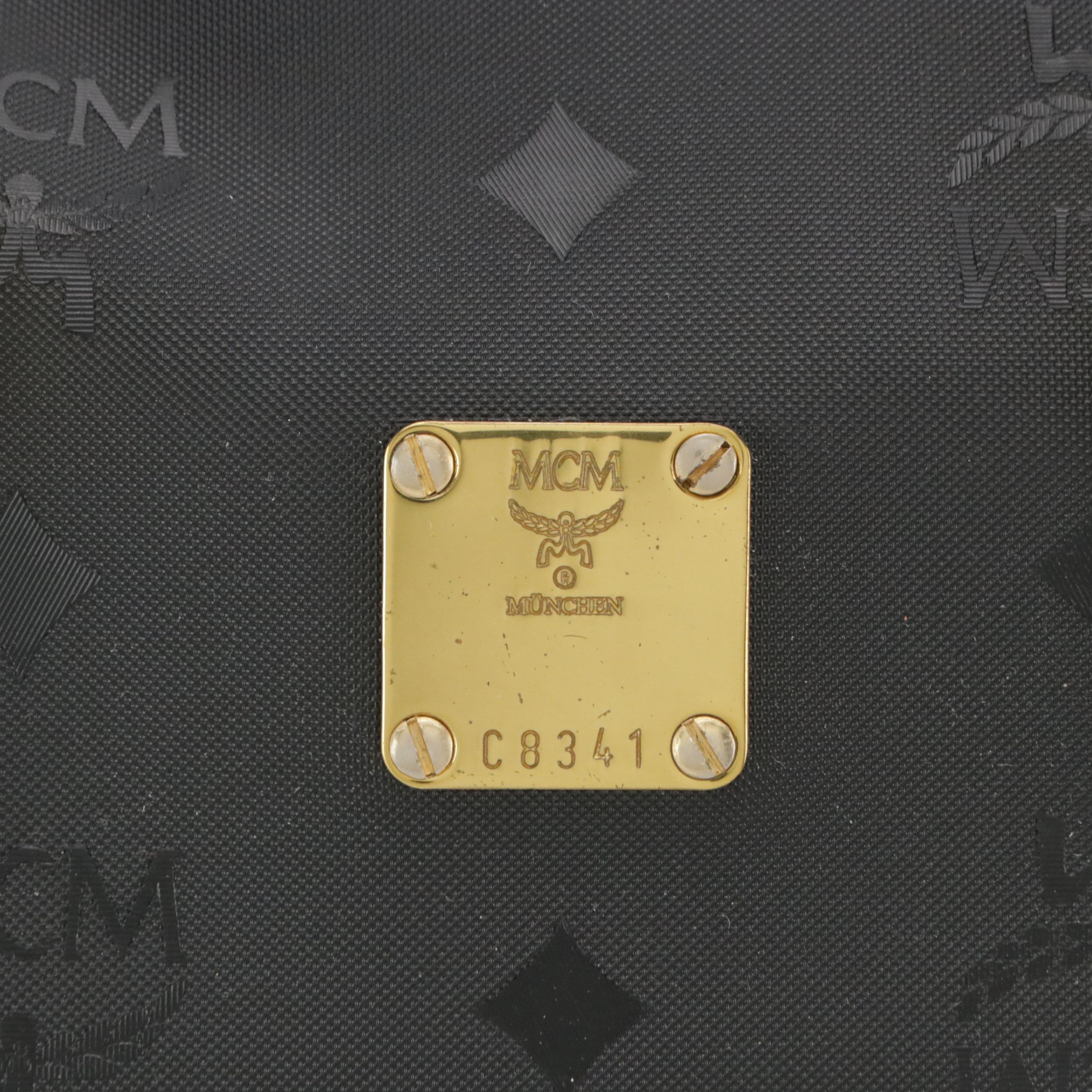 MCM Two-Way Boston Bag in Black Visetos Nylon Canvas and Leather Trim