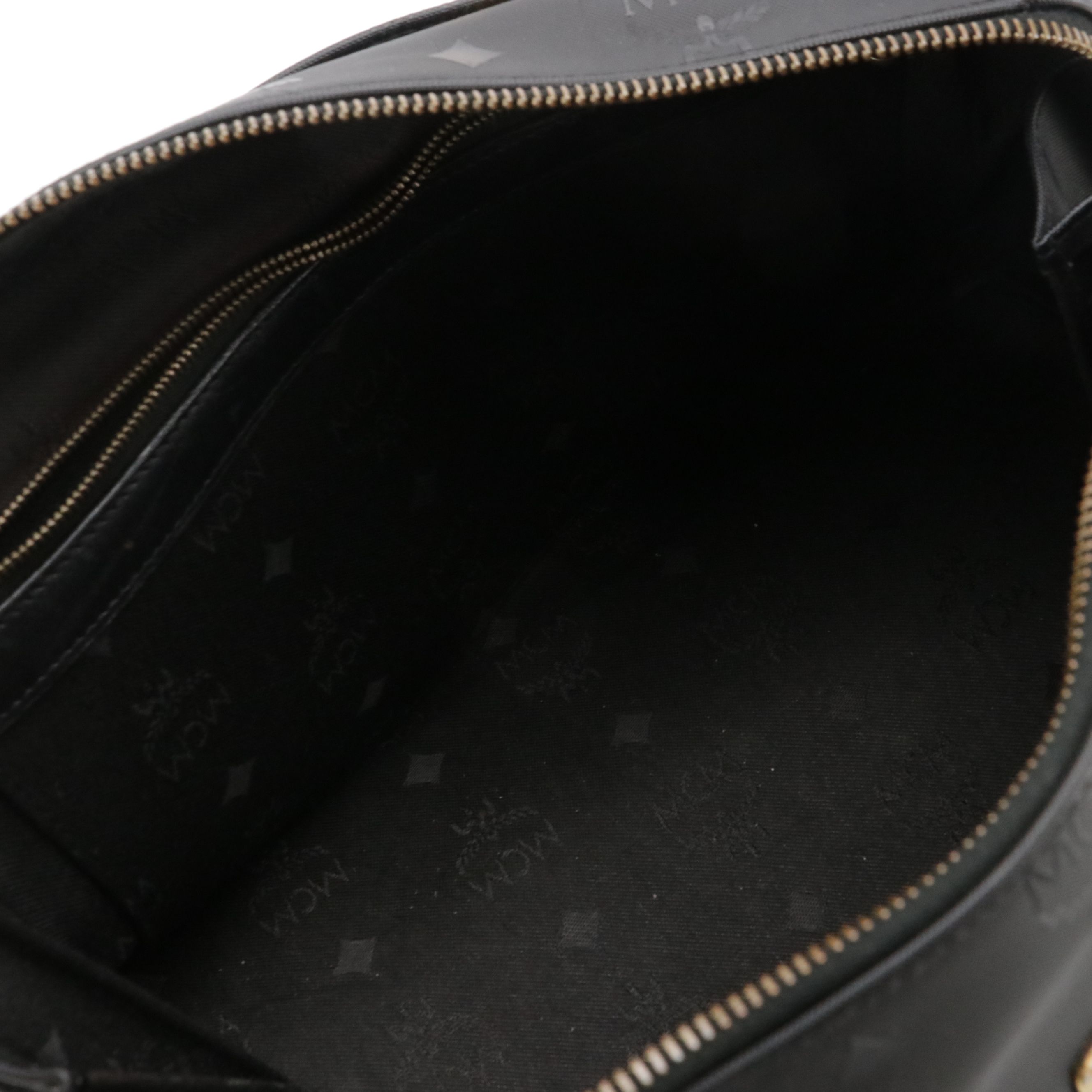 MCM Two-Way Boston Bag in Black Visetos Nylon Canvas and Leather Trim