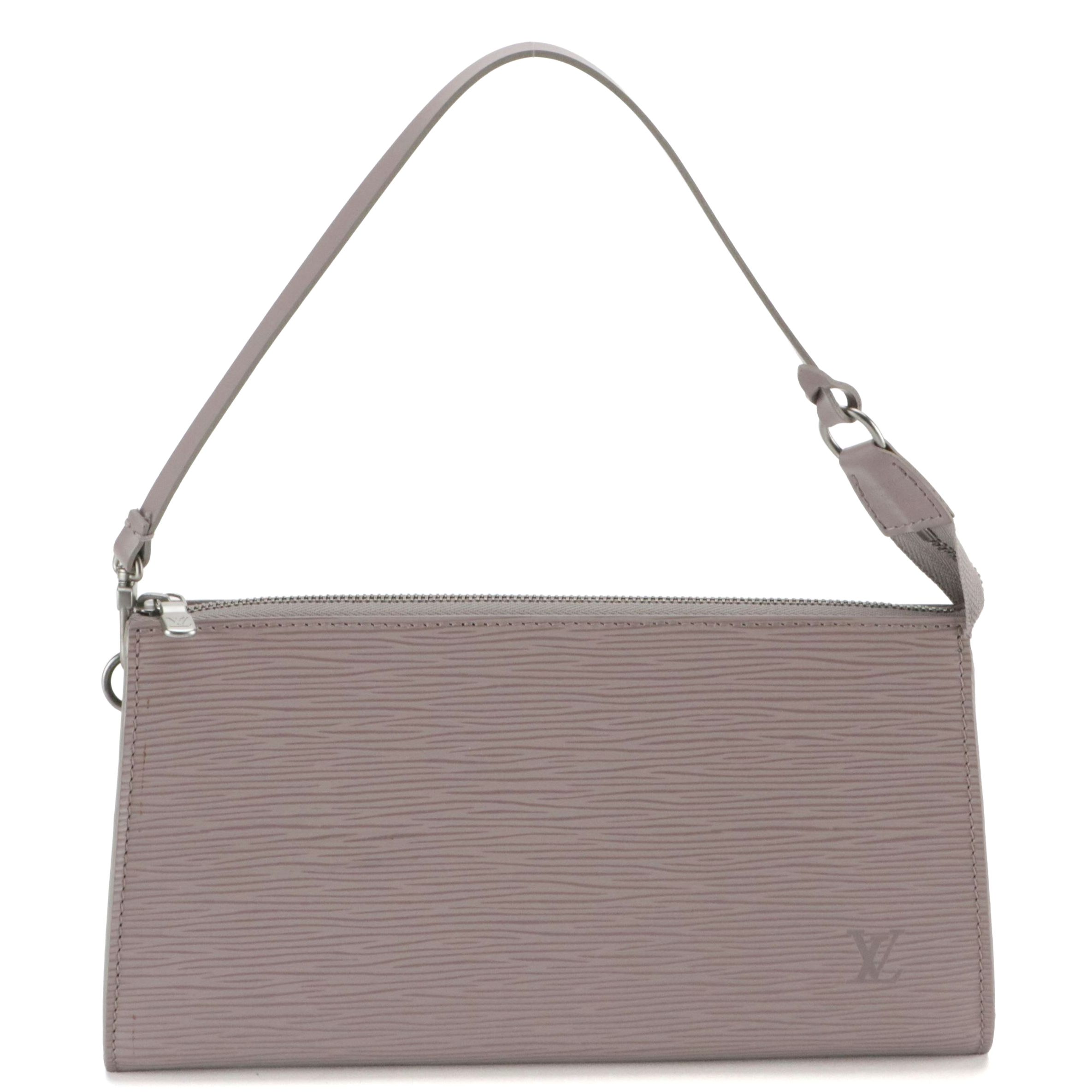 Louis Vuitton Lilac Epi and Smooth Leather Zip Pochette Accessories Bag