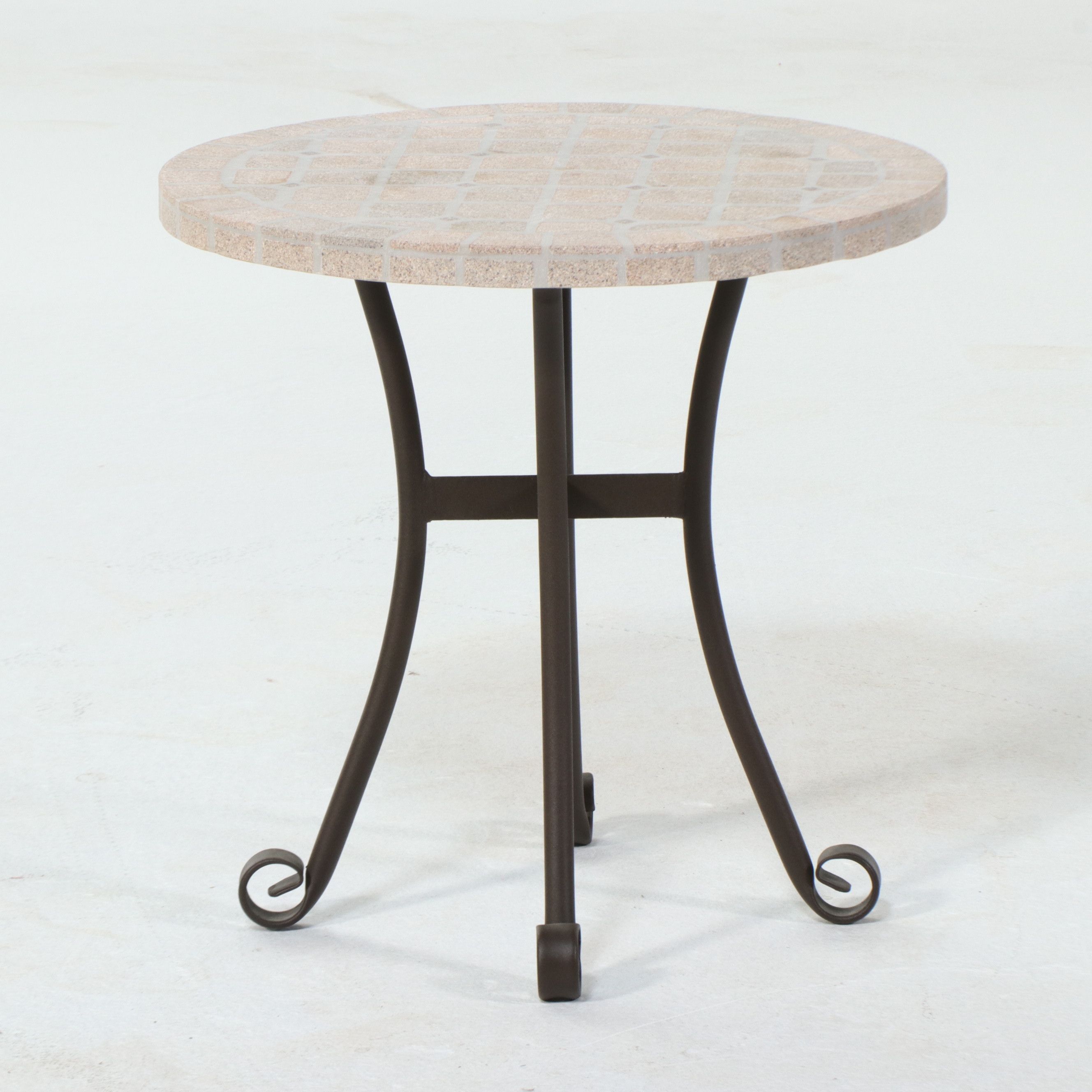 Contemporary Circular Stone Mosaic Pedestal Side Table, 21st Century