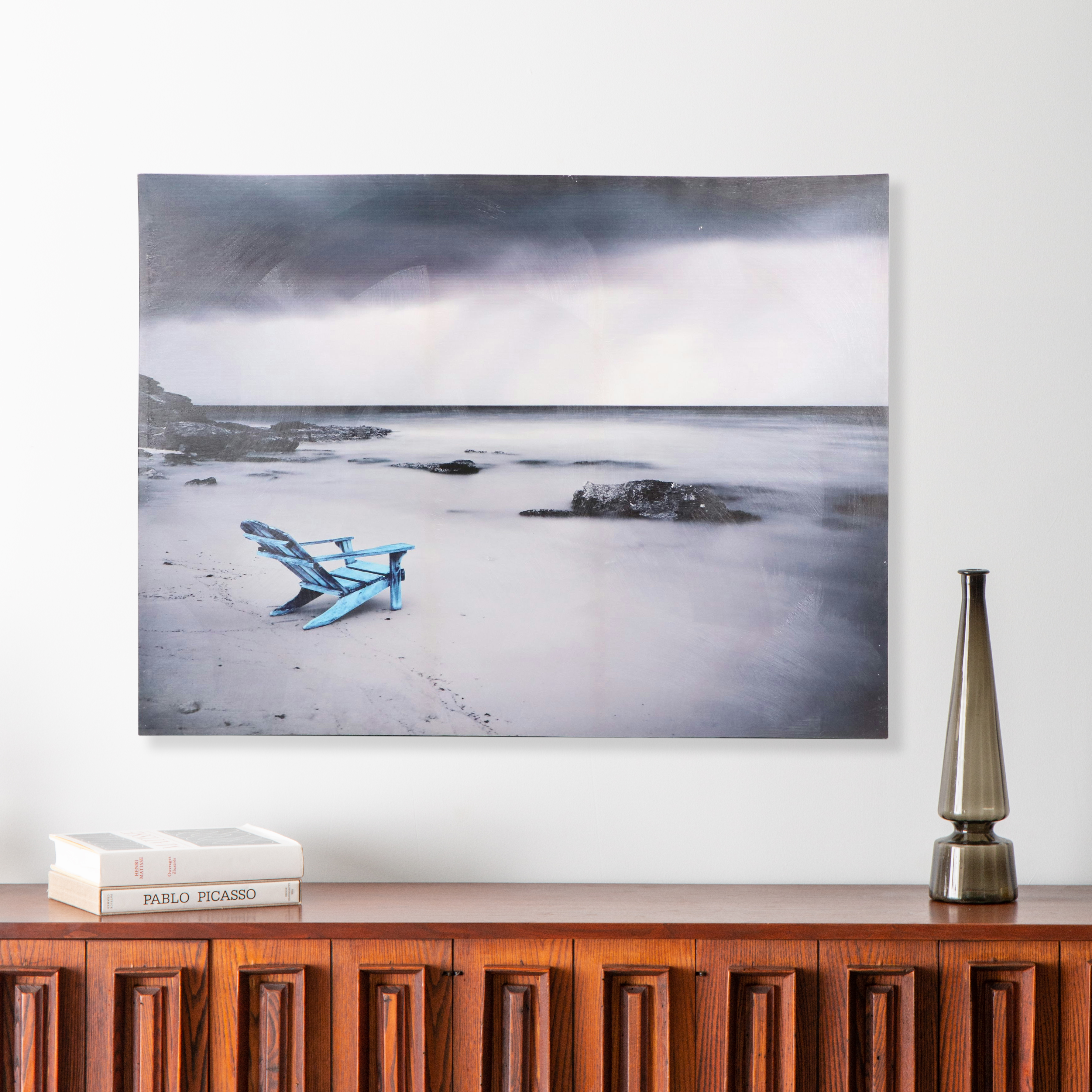 Embellished Gicleé of Beach with Blue Chair, 21st Century