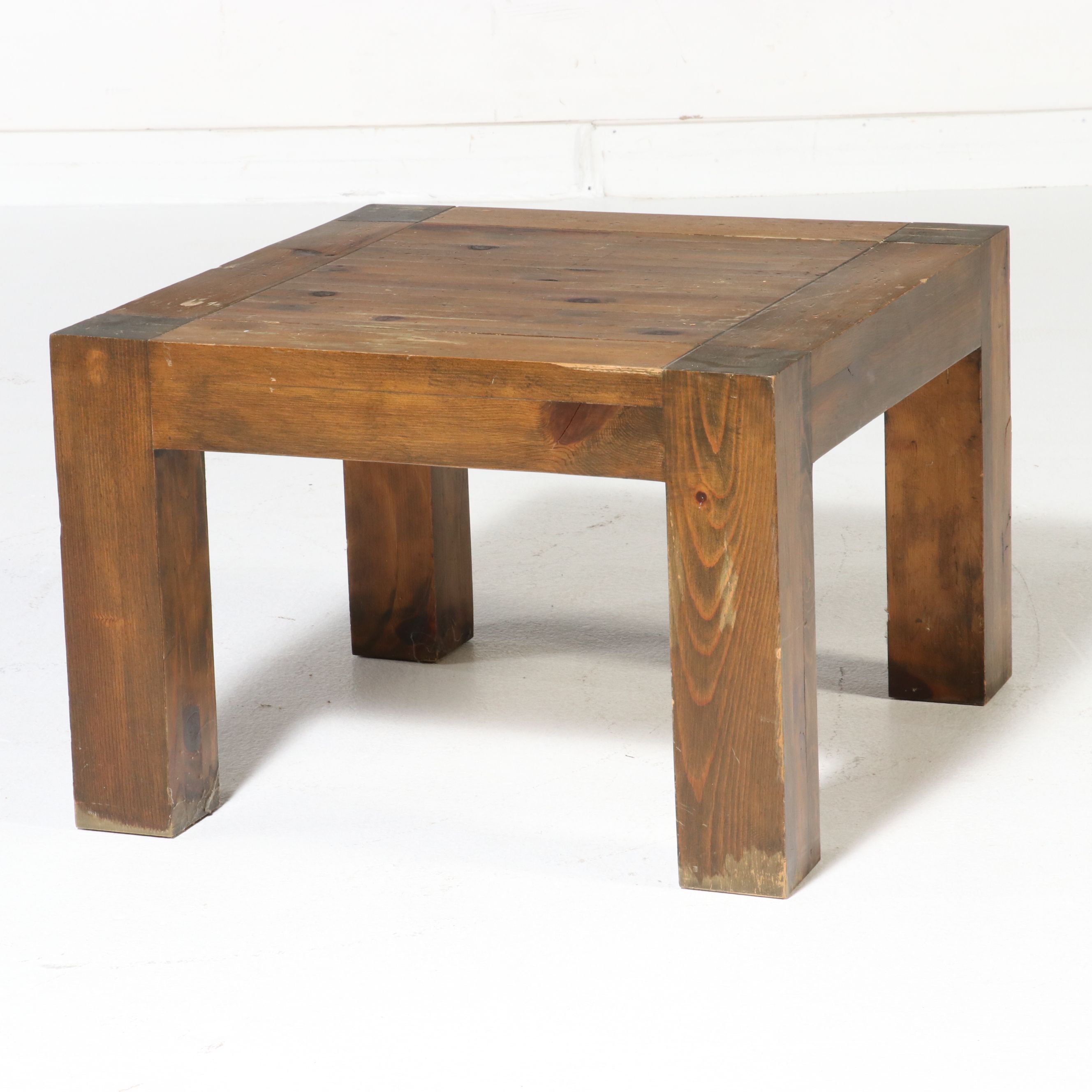Brutalist Style Pine Coffee and End Table Set, Late 20th Century