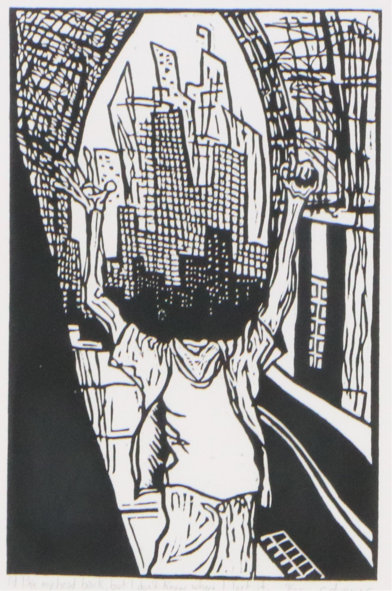 Chris Plummer Woodcut "Lost Head," 21st Century