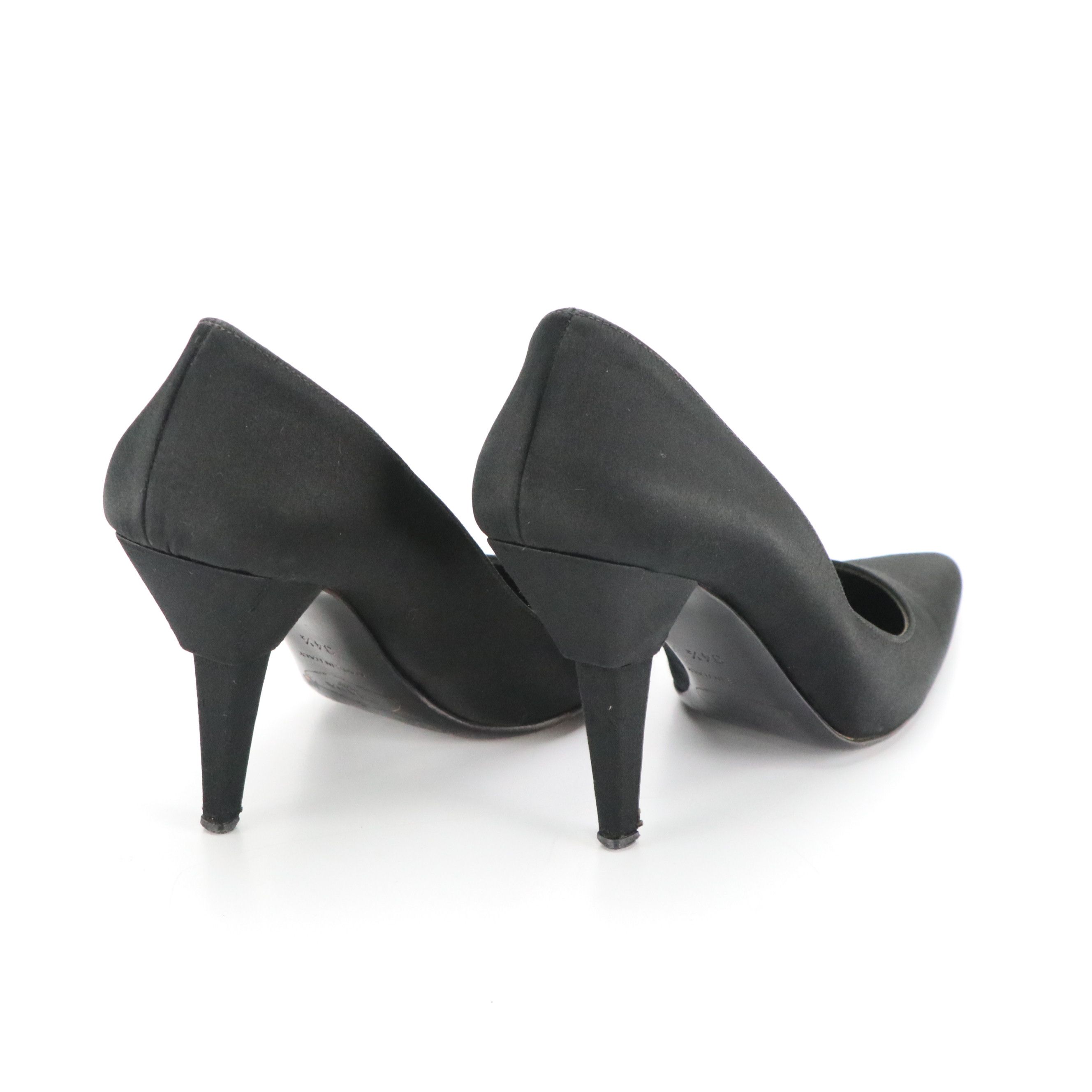 Prada Pointed-Toe Pumps in Black Silk Satin
