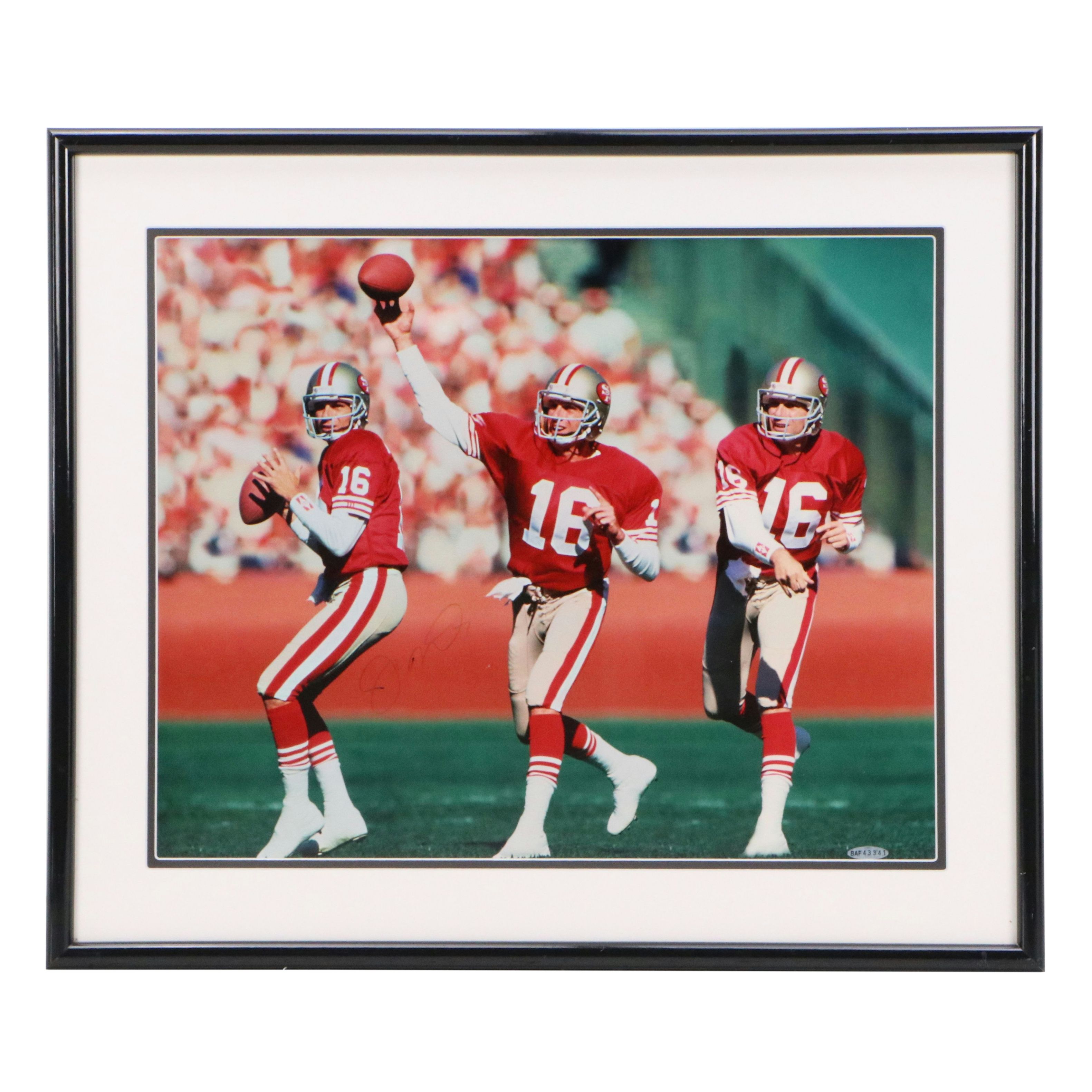Signed Joe Montana 49ers Triple Exposure Digital Print, Late 20th Century