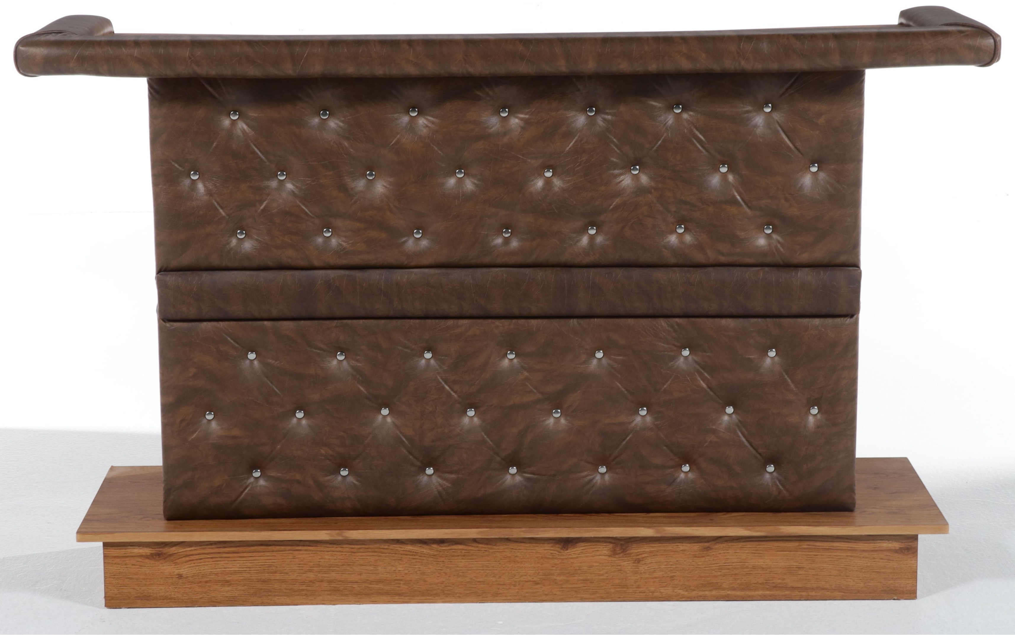 Mid-Century Style Faux-Leather Tufted Bar with Thonet Style Barstools