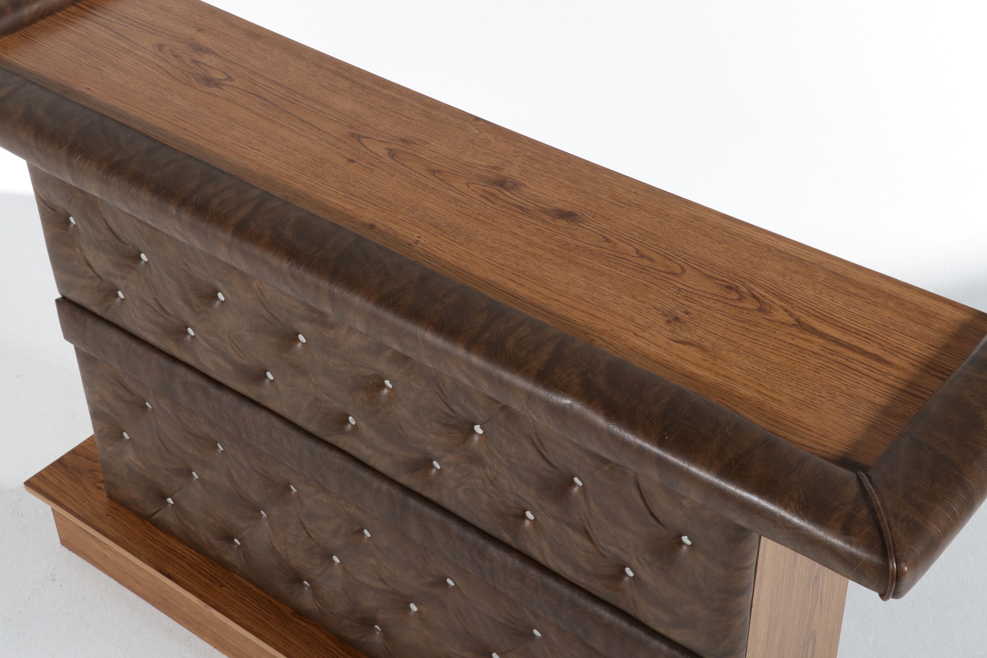 Mid-Century Style Faux-Leather Tufted Bar with Thonet Style Barstools