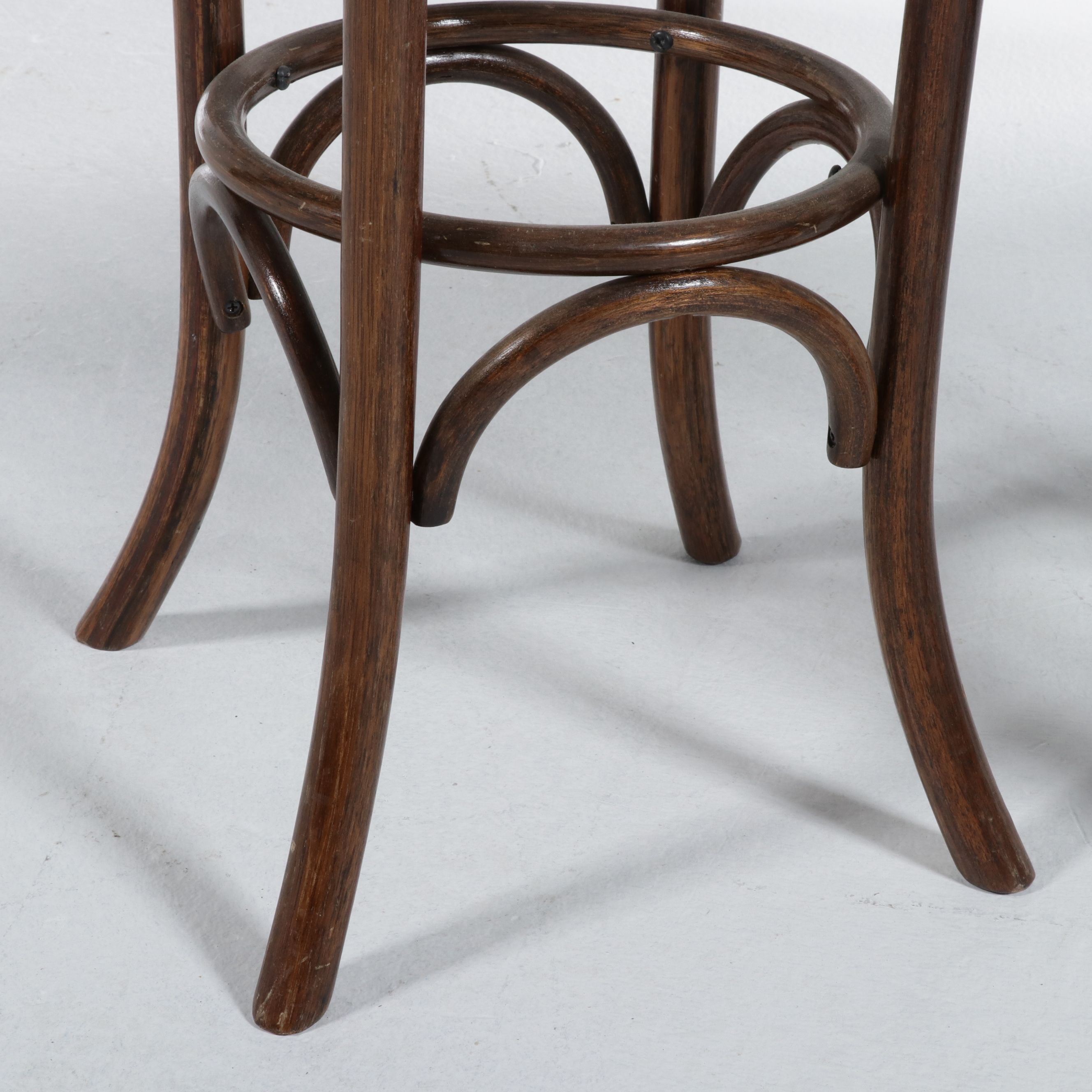 Mid-Century Style Faux-Leather Tufted Bar with Thonet Style Barstools