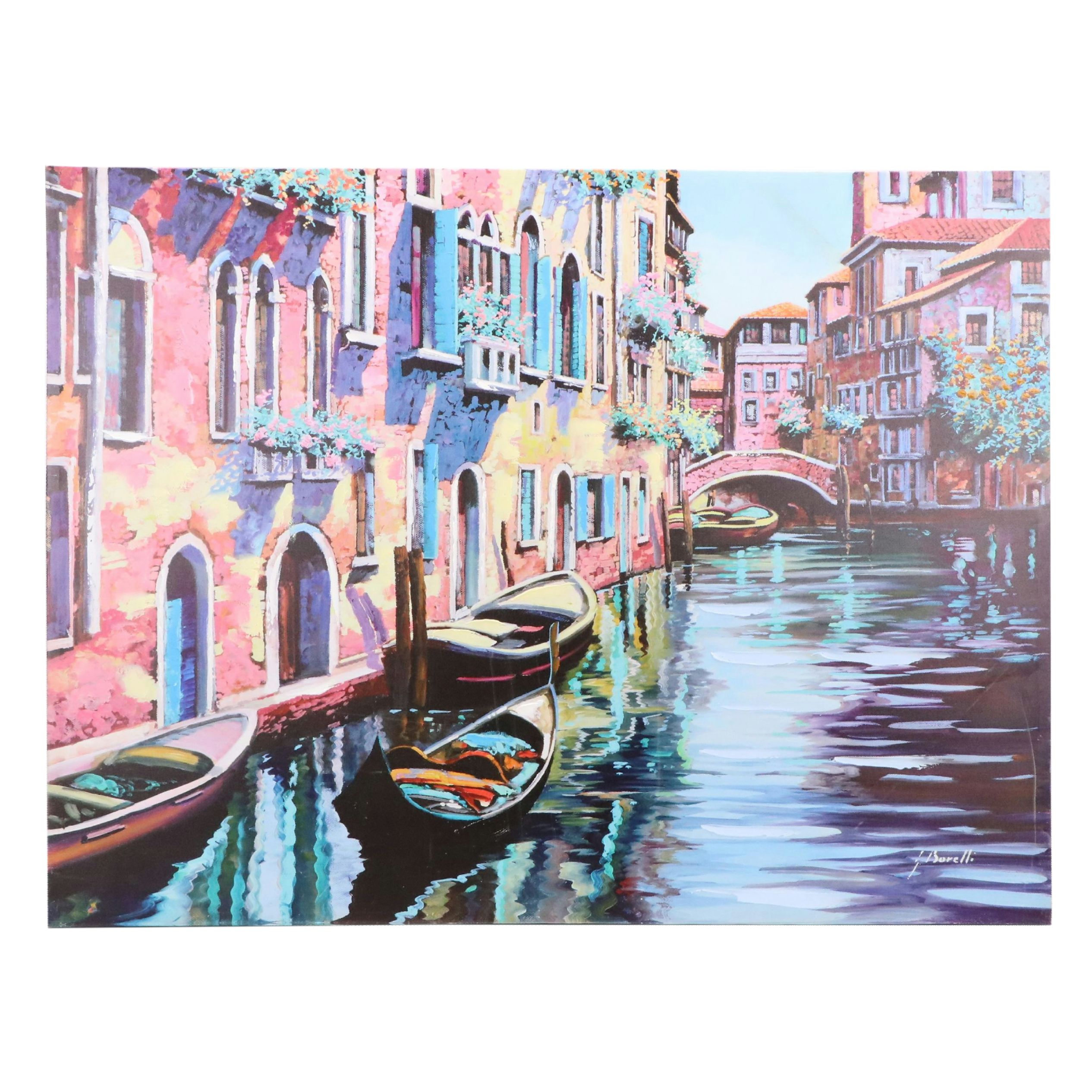 Embellished Gicleé of Venice Canal, 21st Century